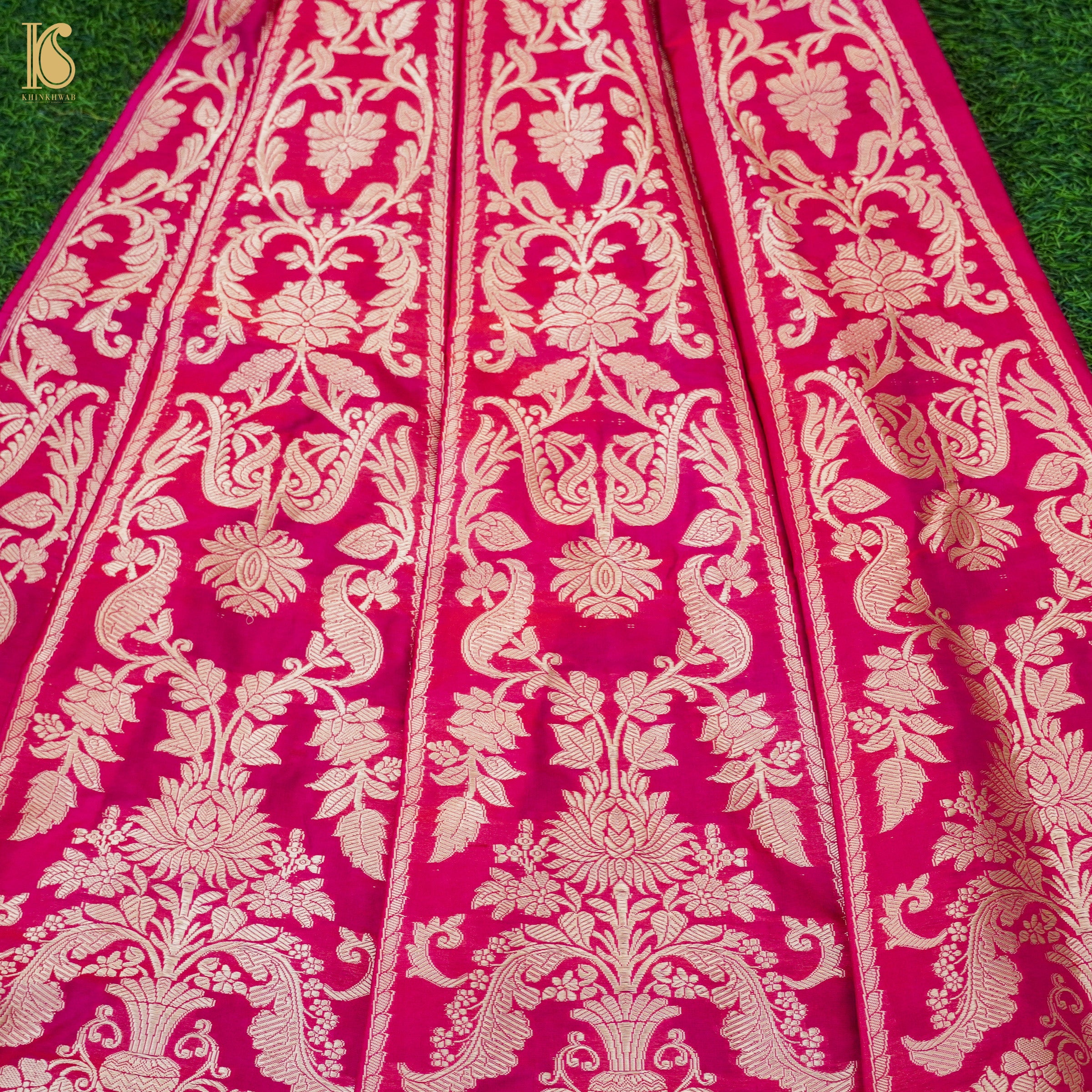 Jazzberry Jam Pure Katan Silk Handloom Banarasi Kalidar Lehenga - Khinkhwab