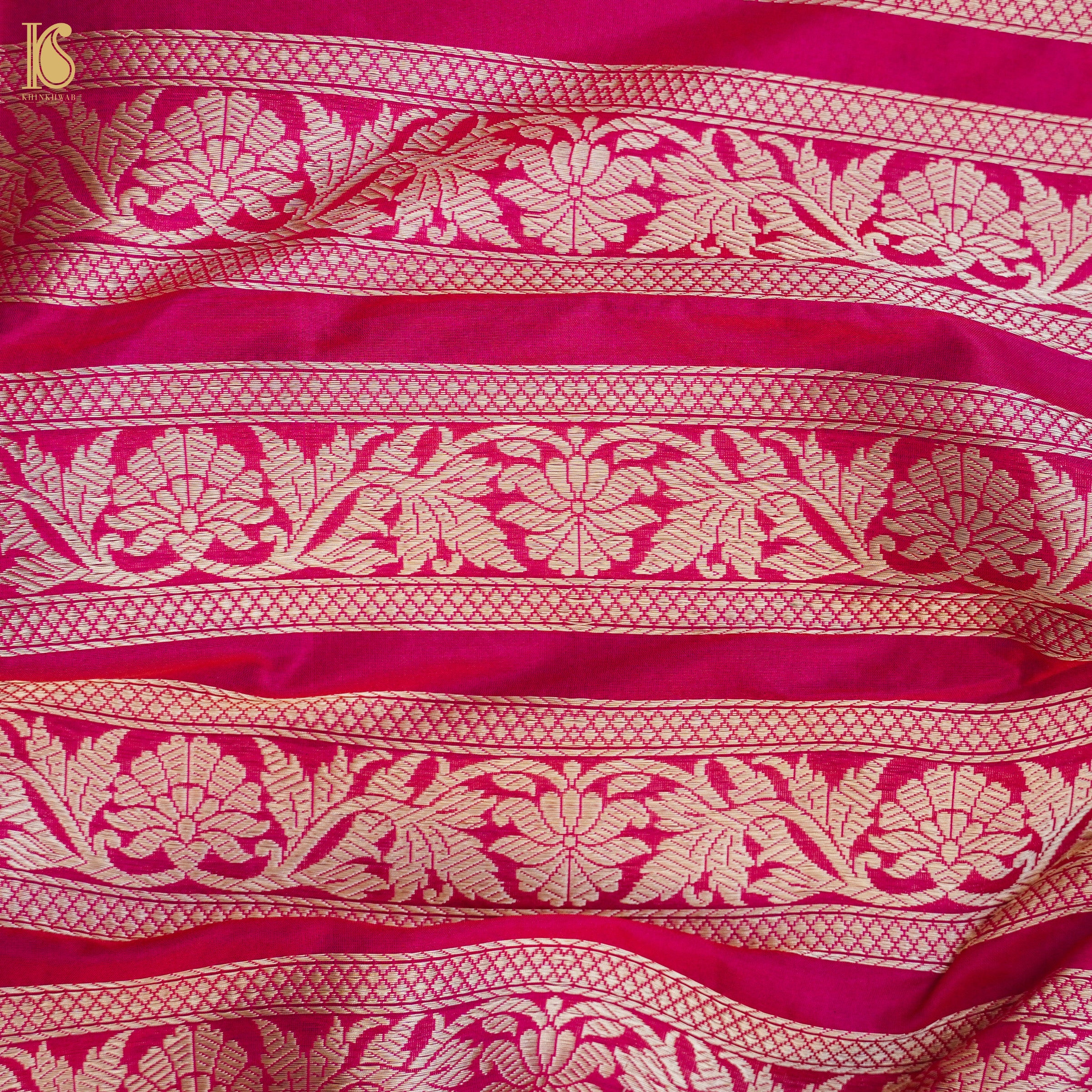 Jazzberry Jam Pure Katan Silk Handloom Banarasi Kalidar Lehenga - Khinkhwab