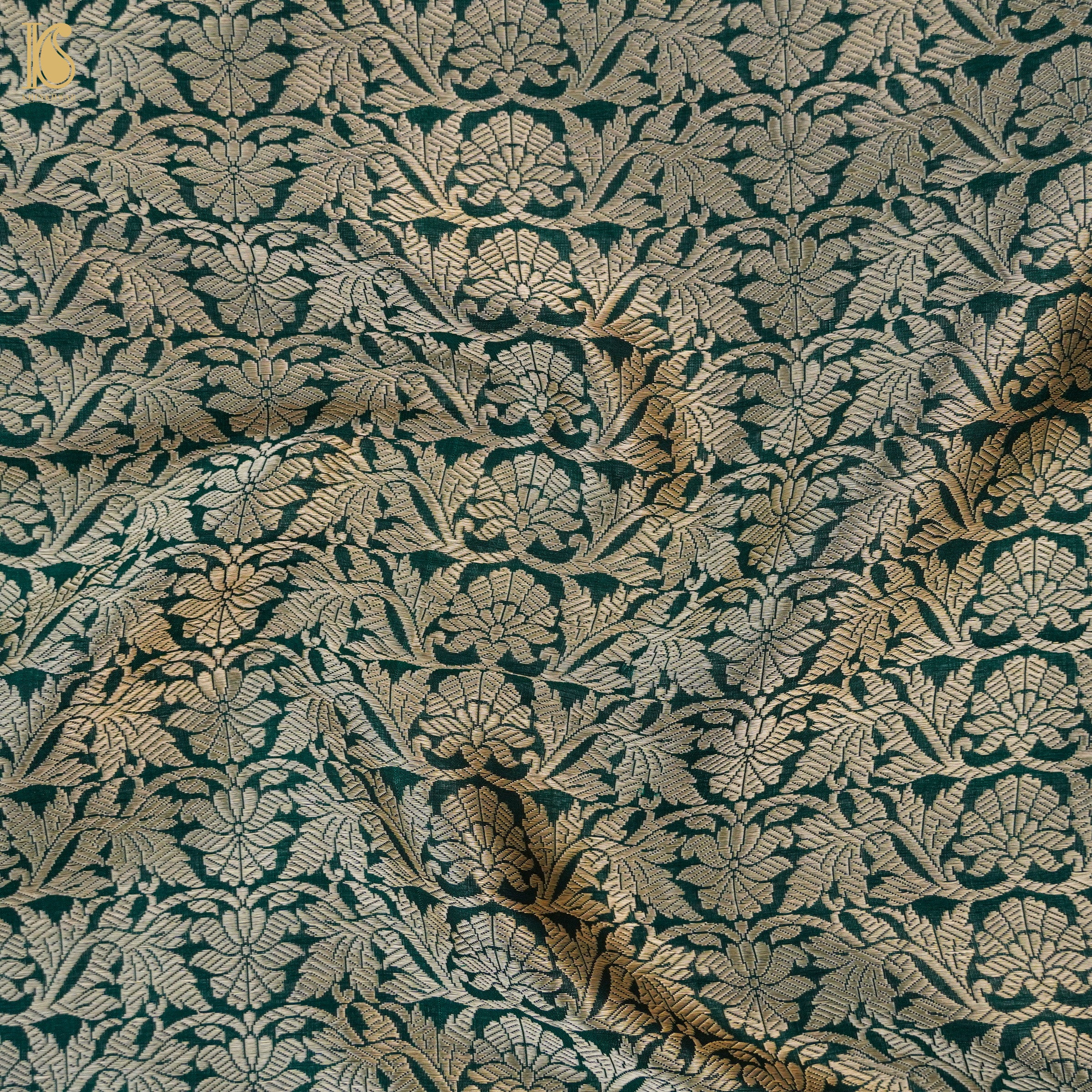 Green Pure Katan Silk Handloom Banarasi Kalidar Lehenga - Khinkhwab