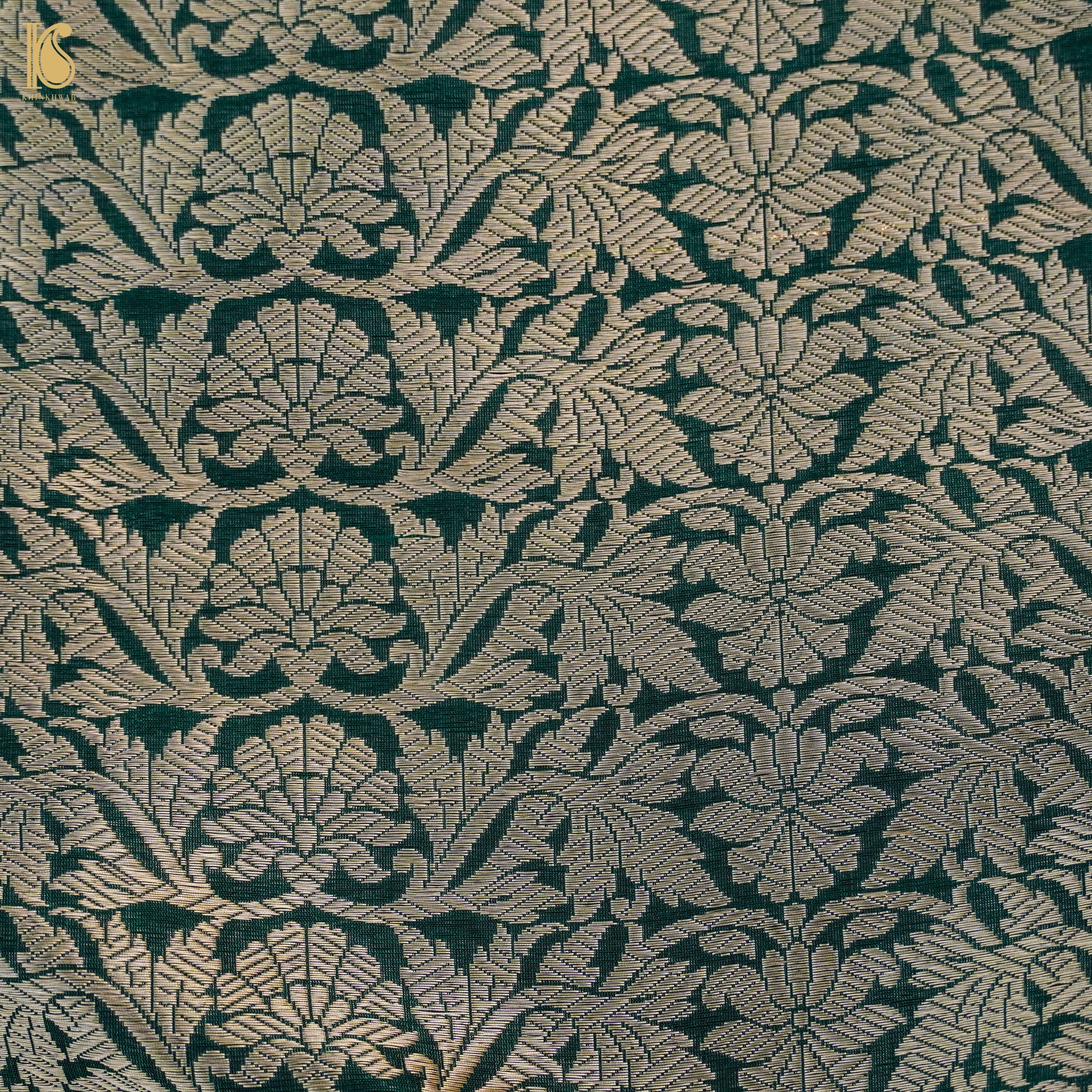 Green Pure Katan Silk Handloom Banarasi Kalidar Lehenga - Khinkhwab