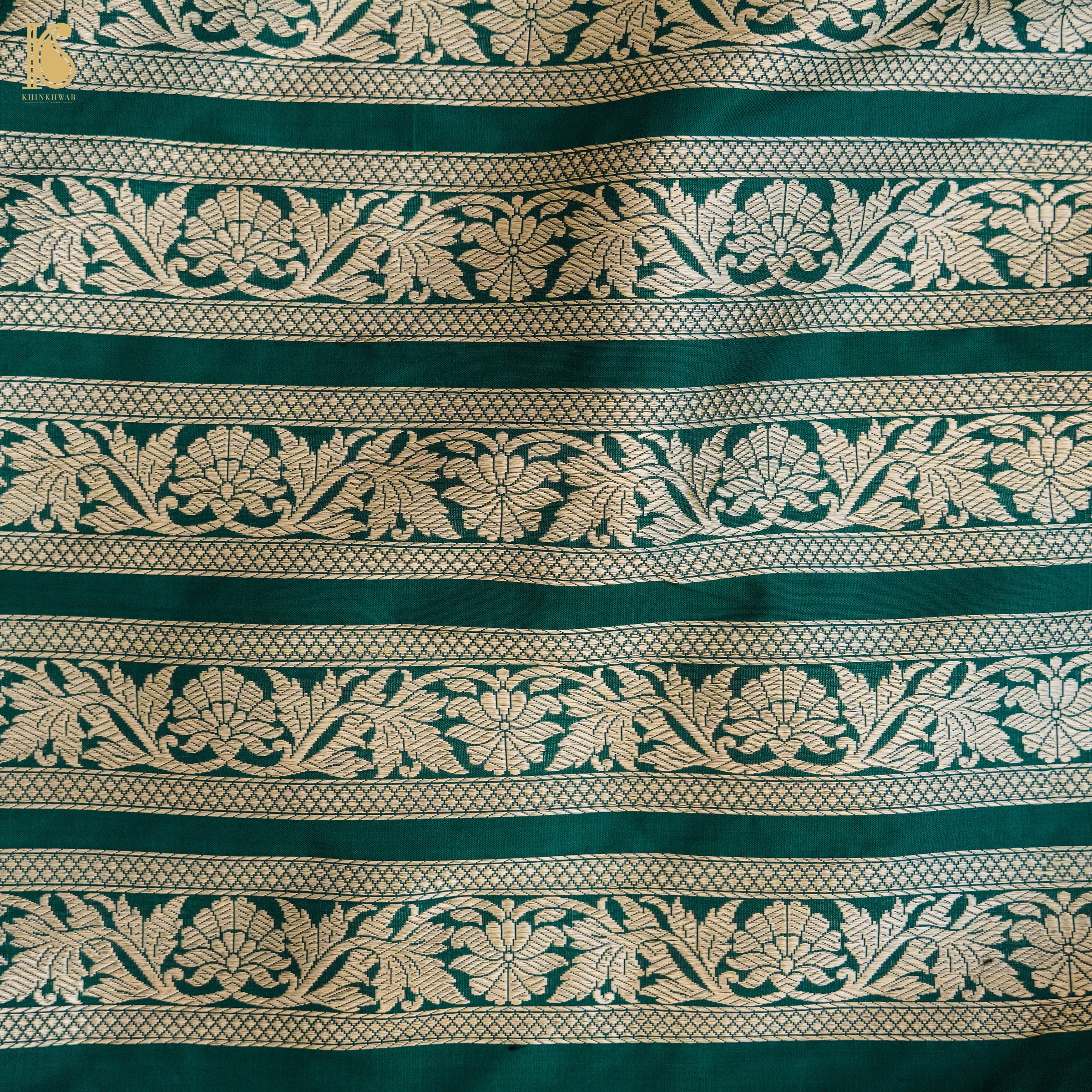 Green Pure Katan Silk Handloom Banarasi Kalidar Lehenga - Khinkhwab