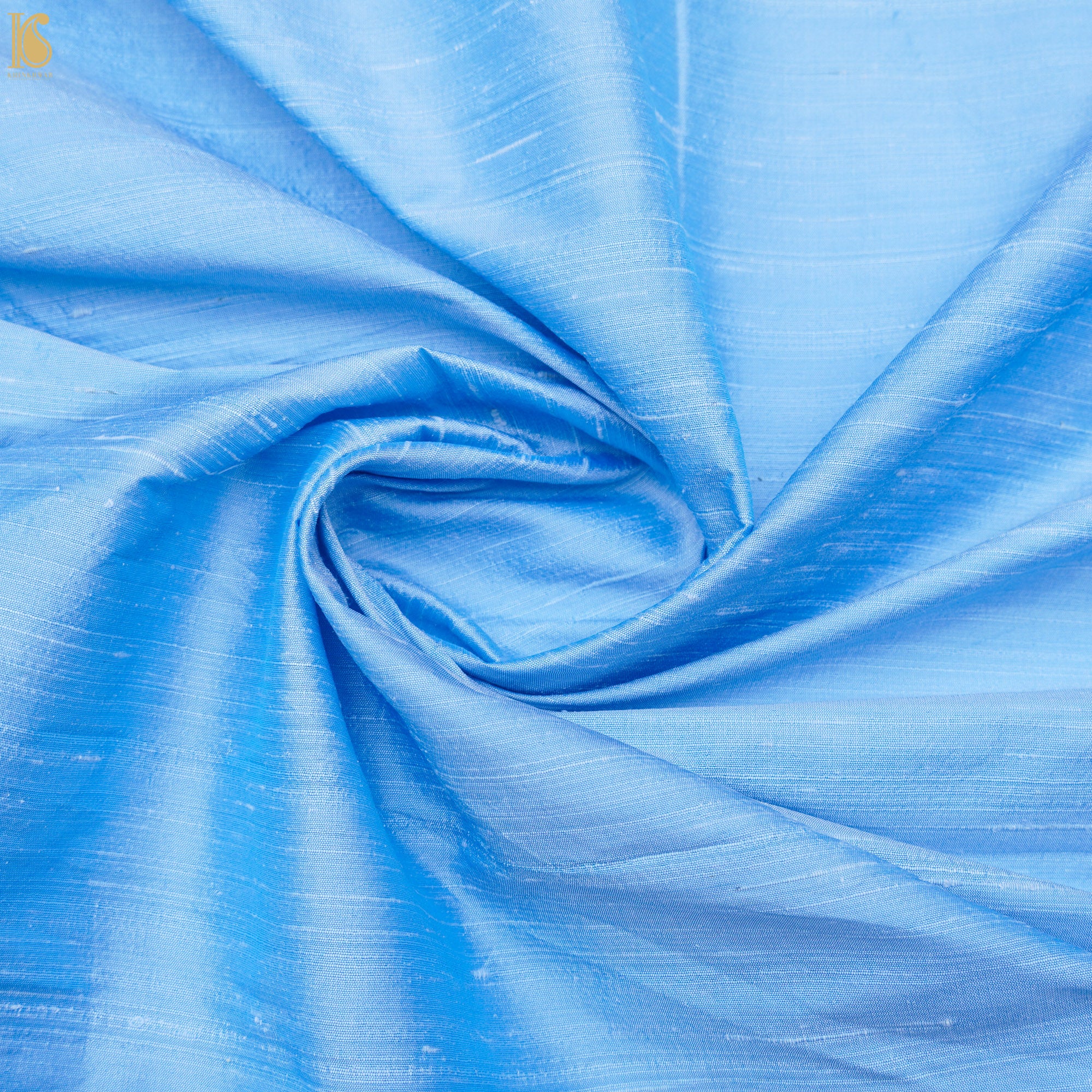 Blue Pure Raw Silk Fabric - Khinkhwab