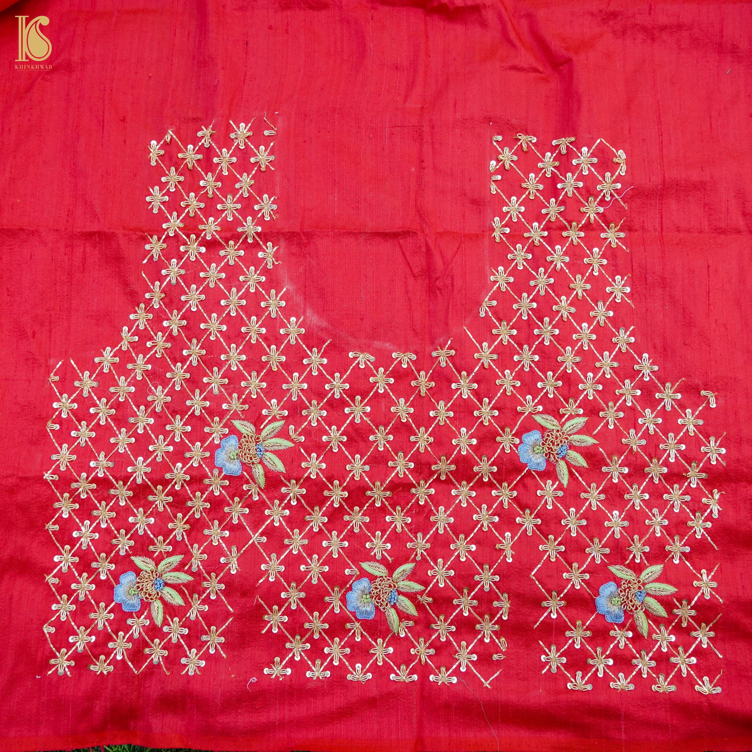 Seagull Blue Handwoven Banarasi Silk Mor Boota Embroidery Kadwa Saree - Khinkhwab