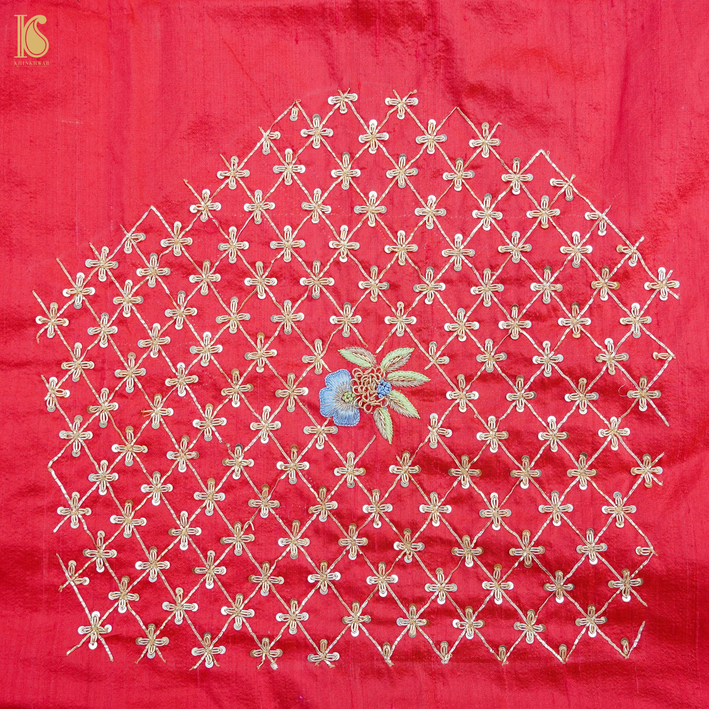 Seagull Blue Handwoven Banarasi Silk Mor Boota Embroidery Kadwa Saree - Khinkhwab