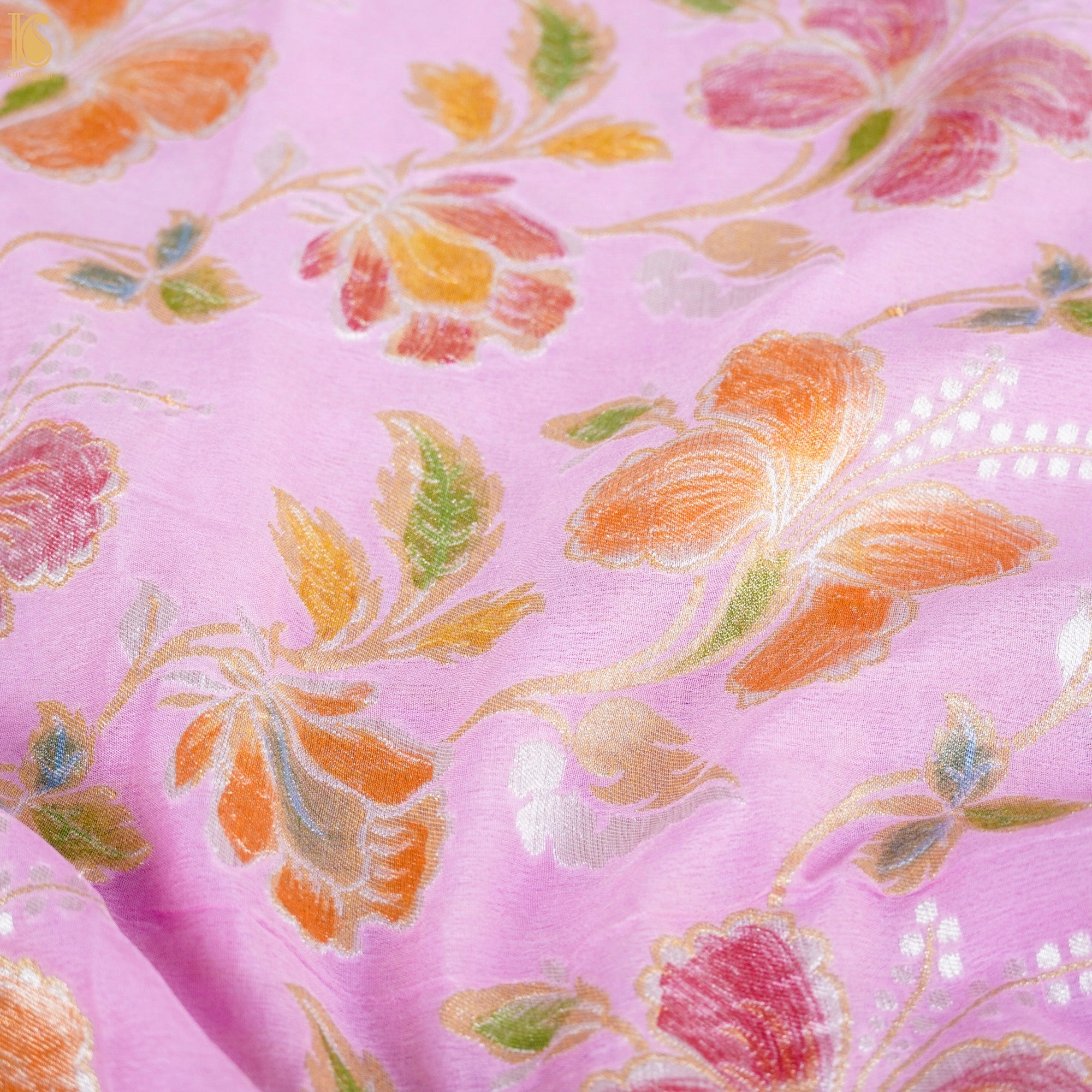 Thistle Pink Pure Georgette Handloom Banarasi Dahlia Dupatta - Khinkhwab