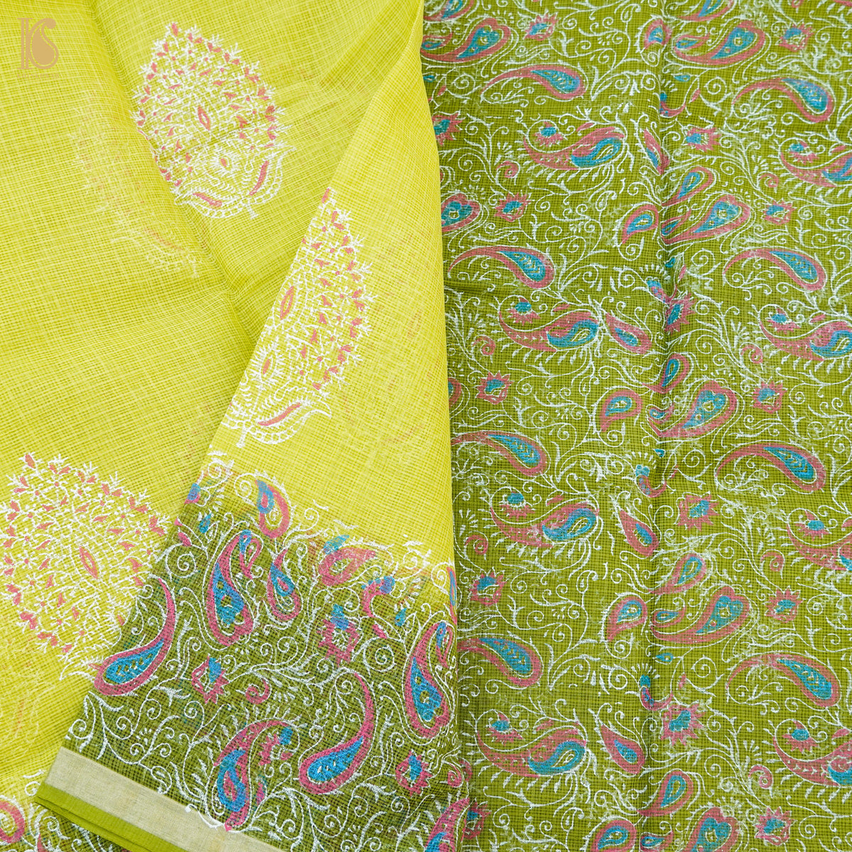 Wattle Yellow Handloom Kota Cotton Print Saree - Khinkhwab