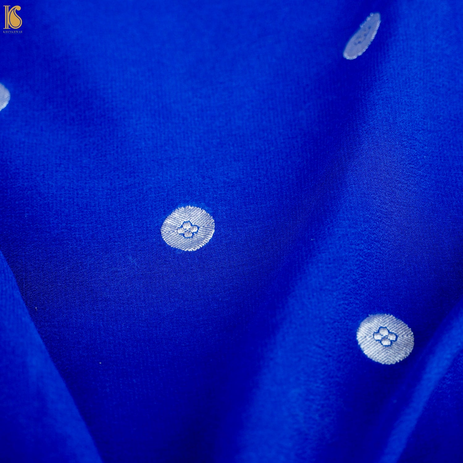 Smalt Blue Pure Georgette Handloom Banarasi Ashrafi Boota Saree - Khinkhwab