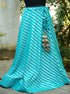 Iris Blue Handloom Moonga Silk Banarasi Stripes Stitched Lehenga - Khinkhwab