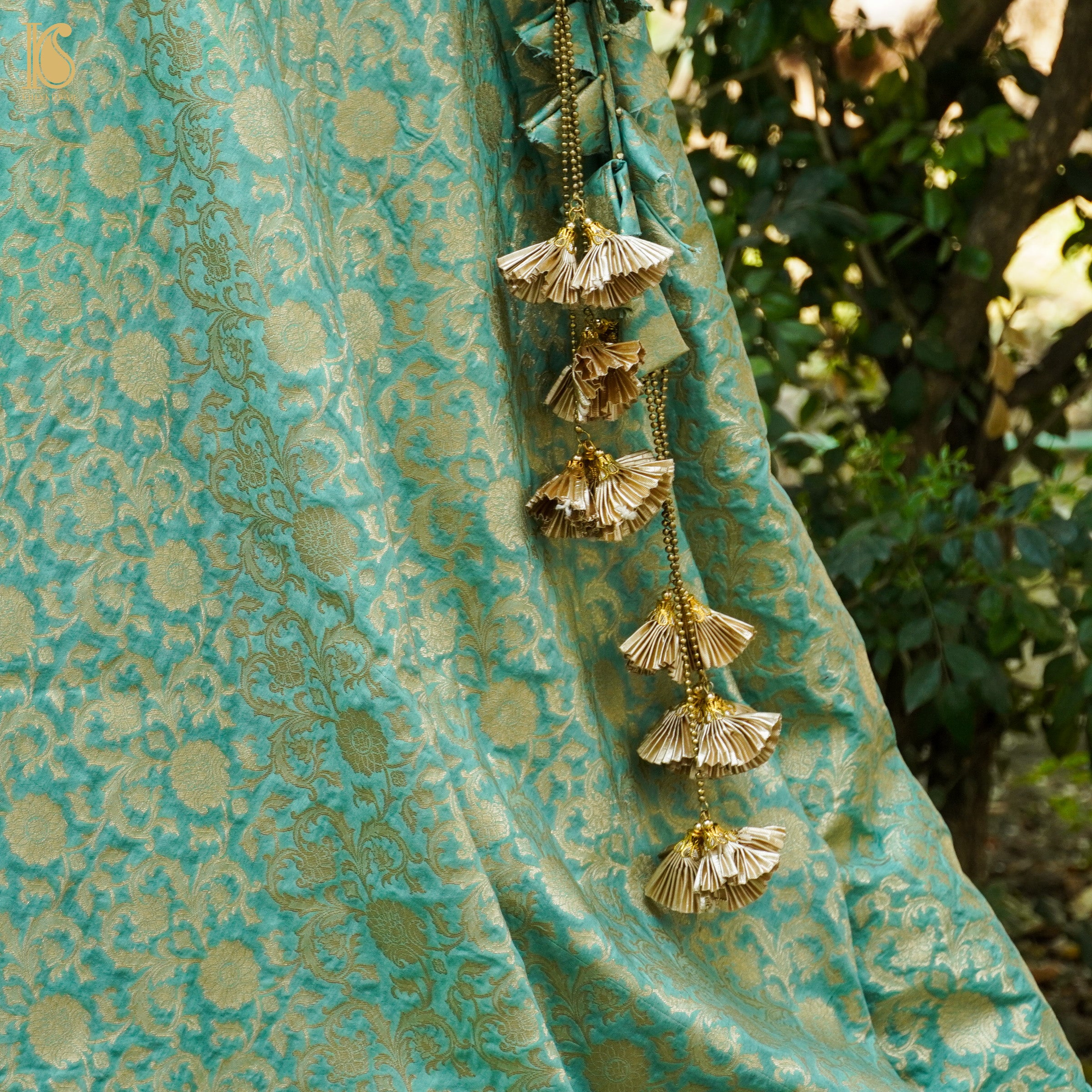 Bermuda Green Soft Silk Banarasi Stitched Lehenga - Khinkhwab
