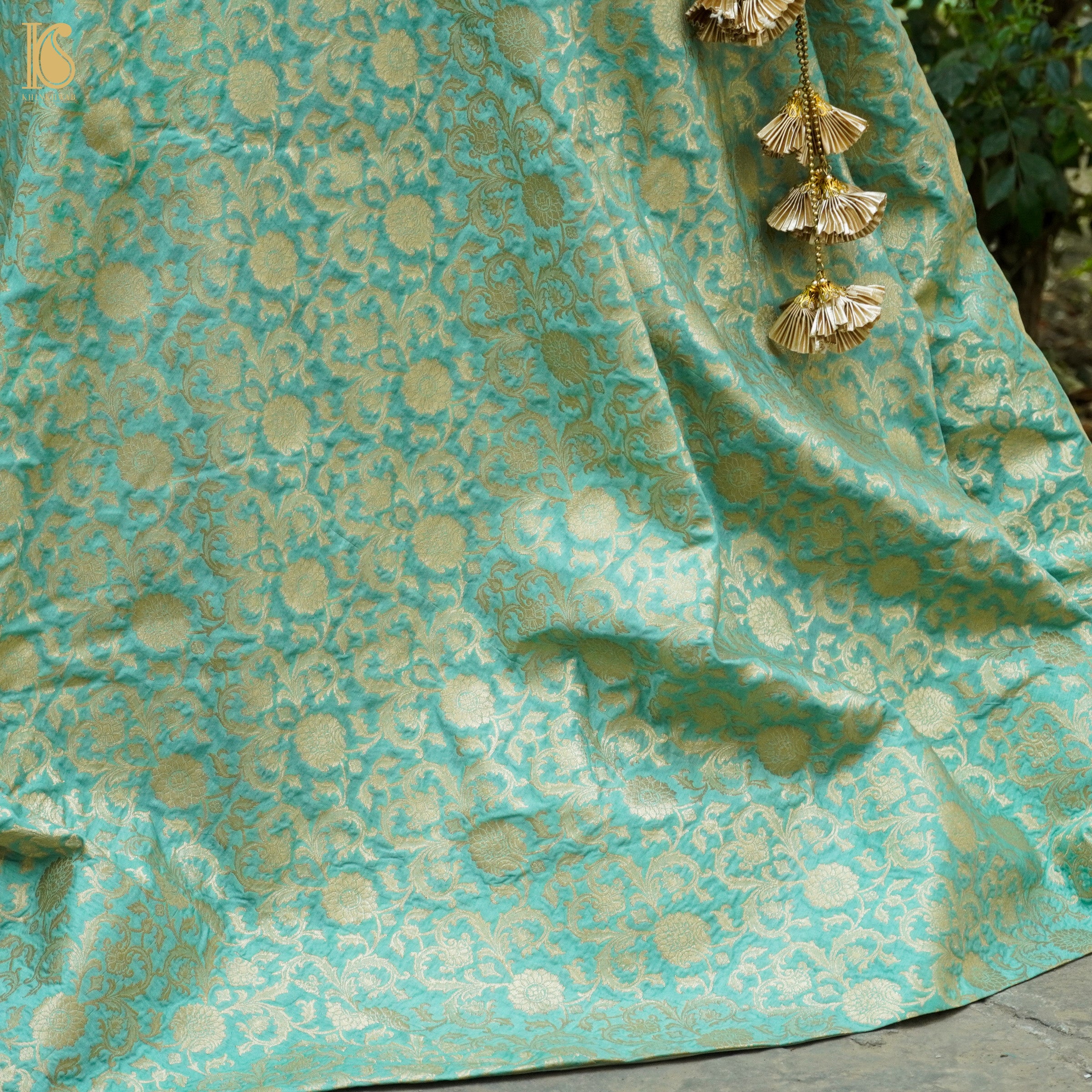 Bermuda Green Soft Silk Banarasi Stitched Lehenga - Khinkhwab