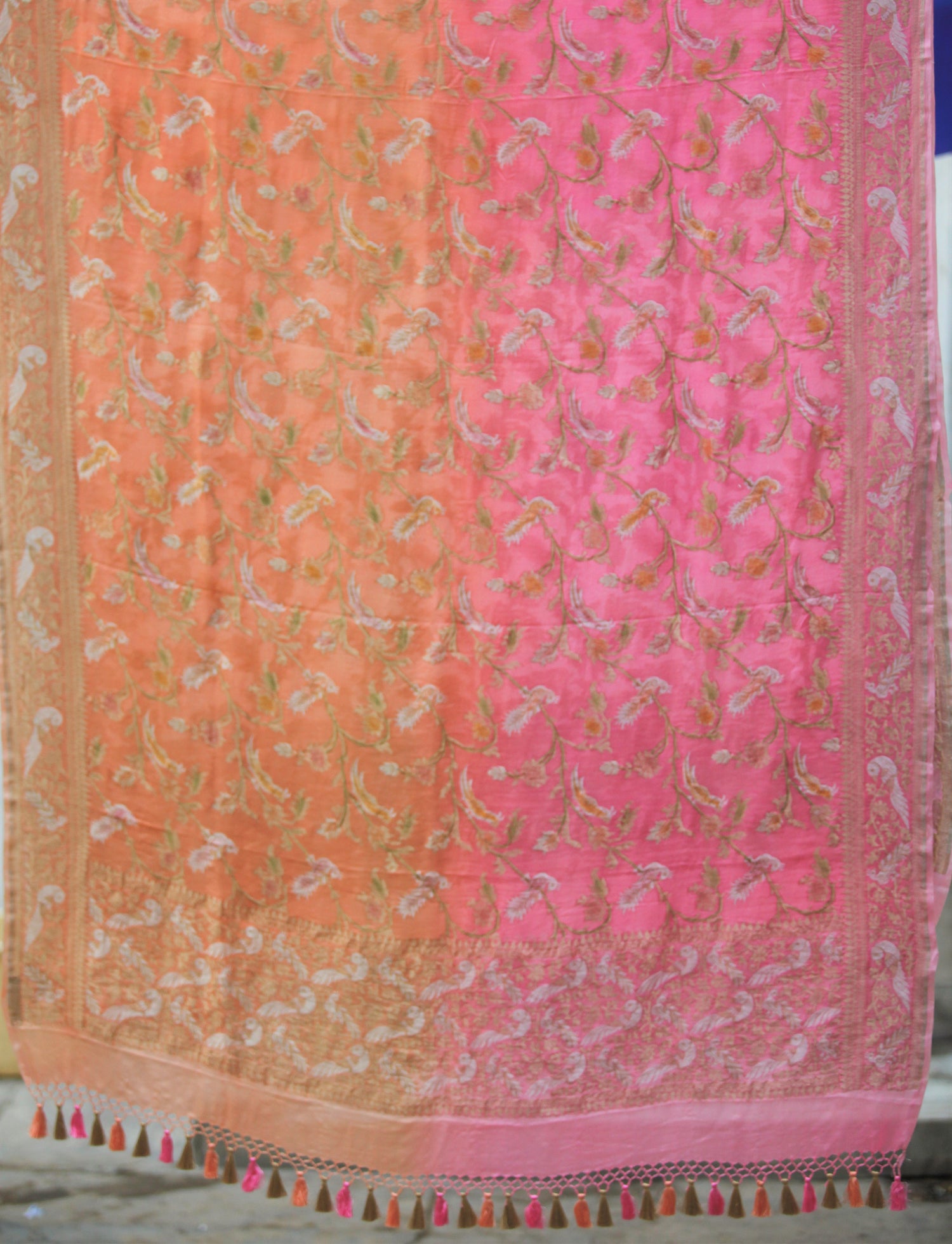 Pure Georgette Handloom Banarasi Birds of Paradise Saree - Colors - Khinkhwab