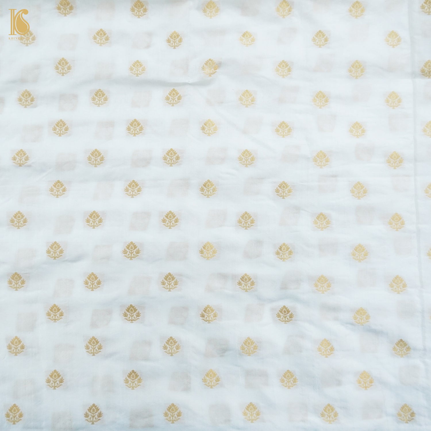 Beige & Gold Pure Chiniya Silk Banarasi Dyeable Fabric - Khinkhwab