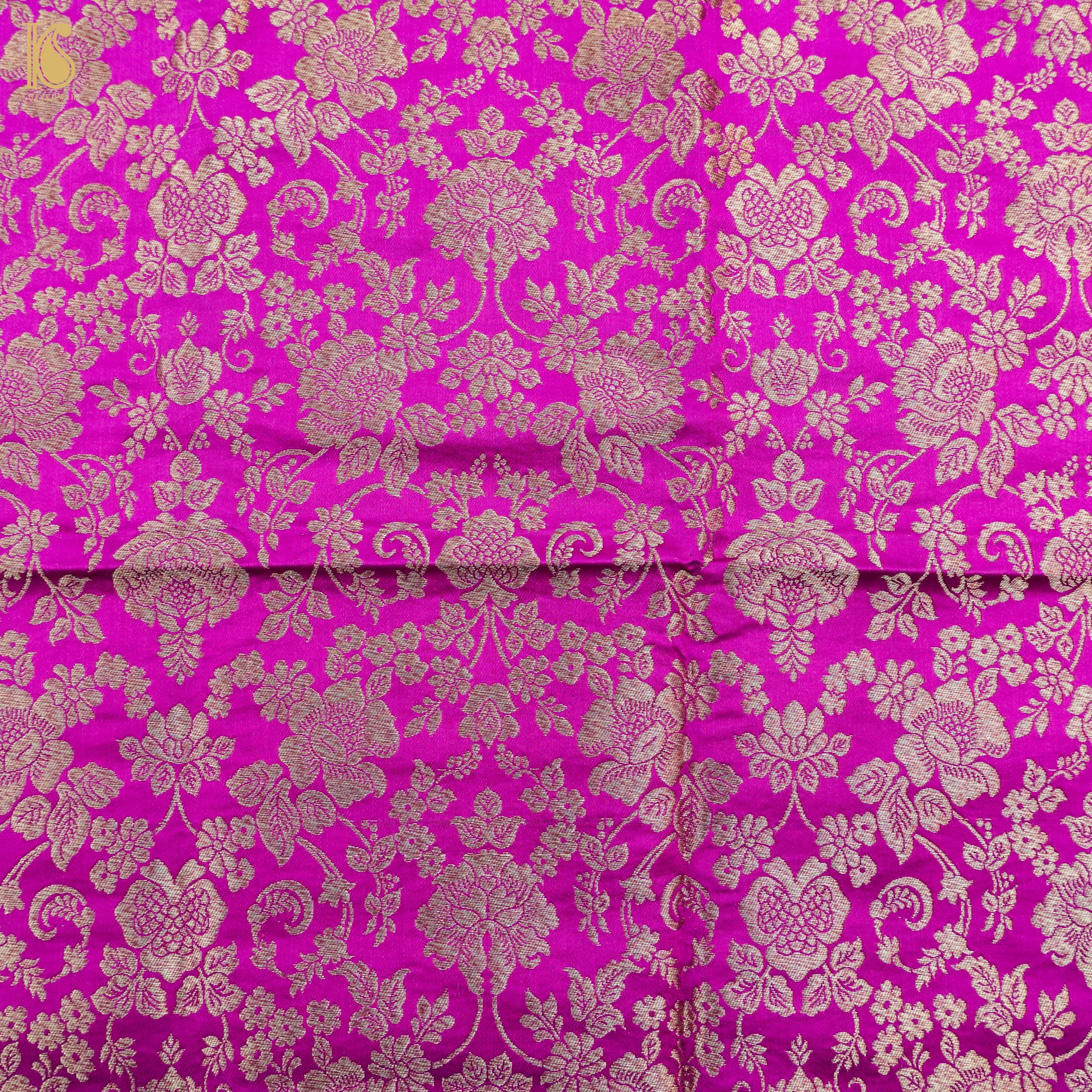 Magenta Pure Katan Silk Banarasi Blouse Fabric - Khinkhwab