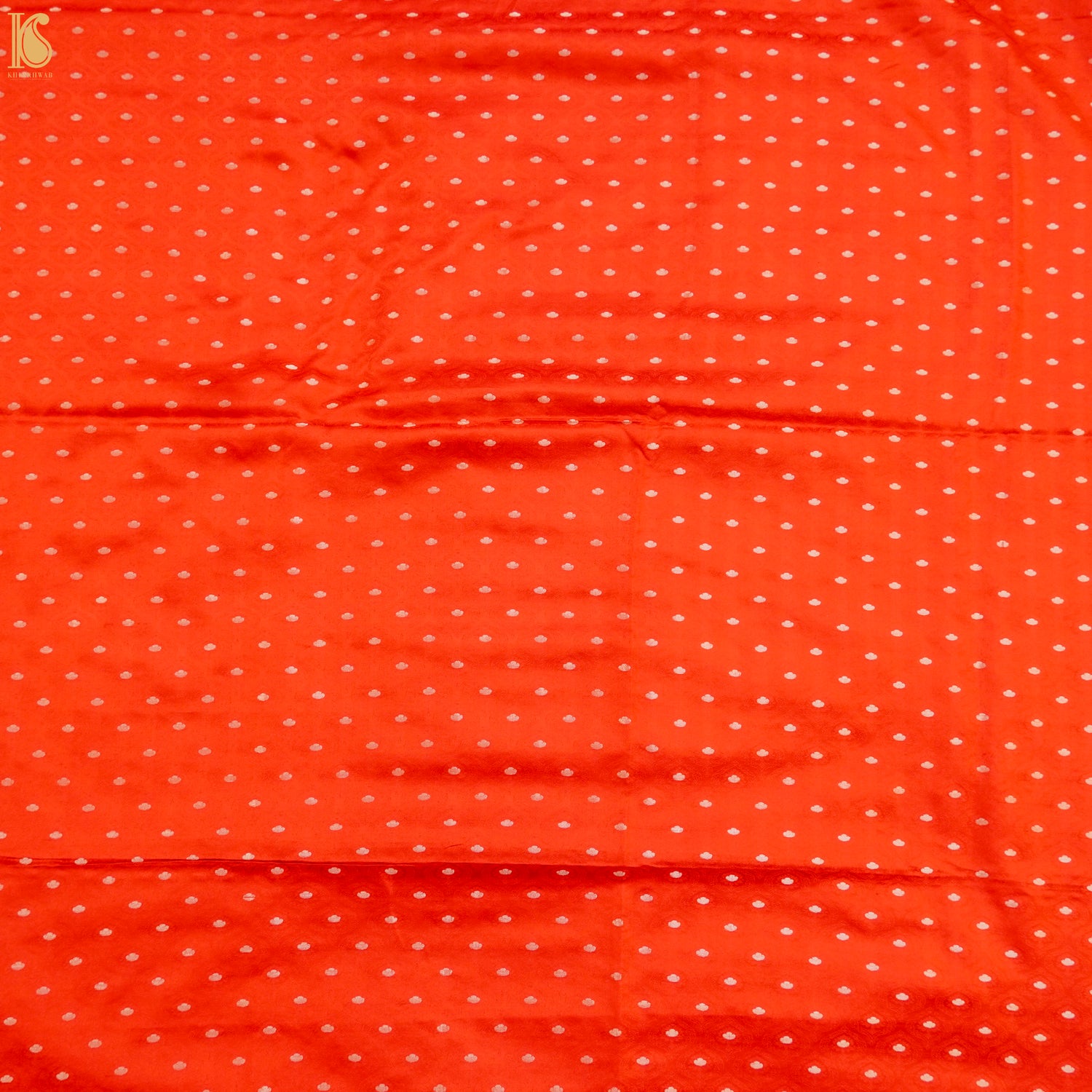 Orange Red Pure Banarasi Silk Handwoven Tanchui Kurta Fabric - Khinkhwab