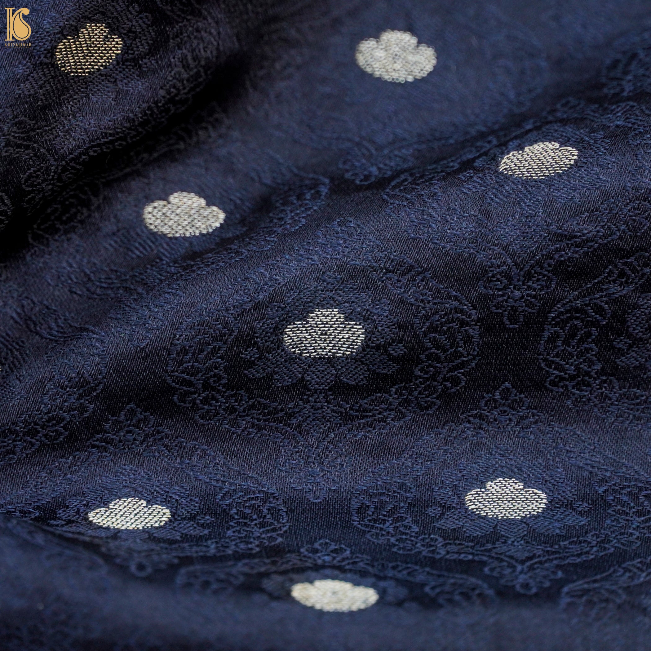 Black Pure Banarasi Silk Handwoven Tanchui Kurta Fabric - Khinkhwab