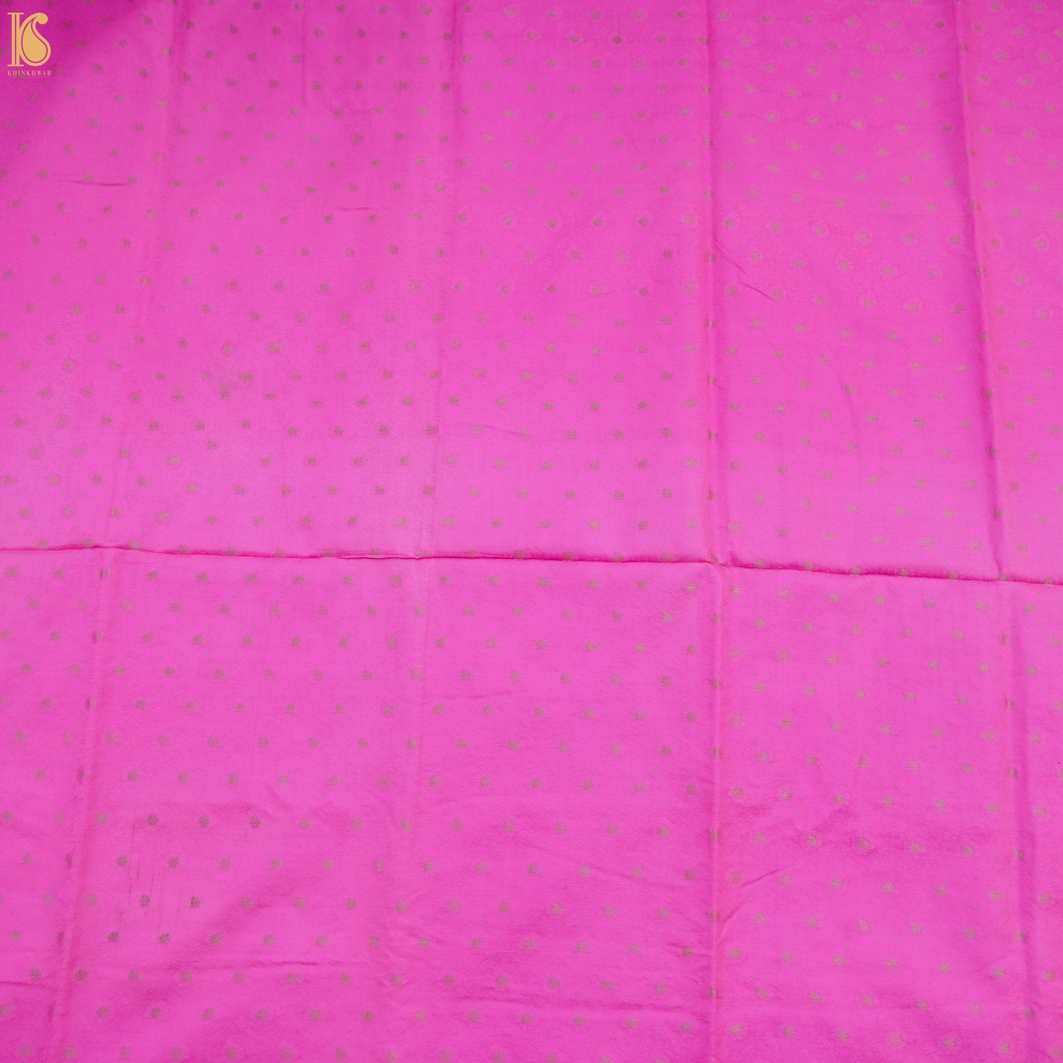 Pink Pure Banarasi Silk Handwoven Tanchui Kurta Fabric - Khinkhwab