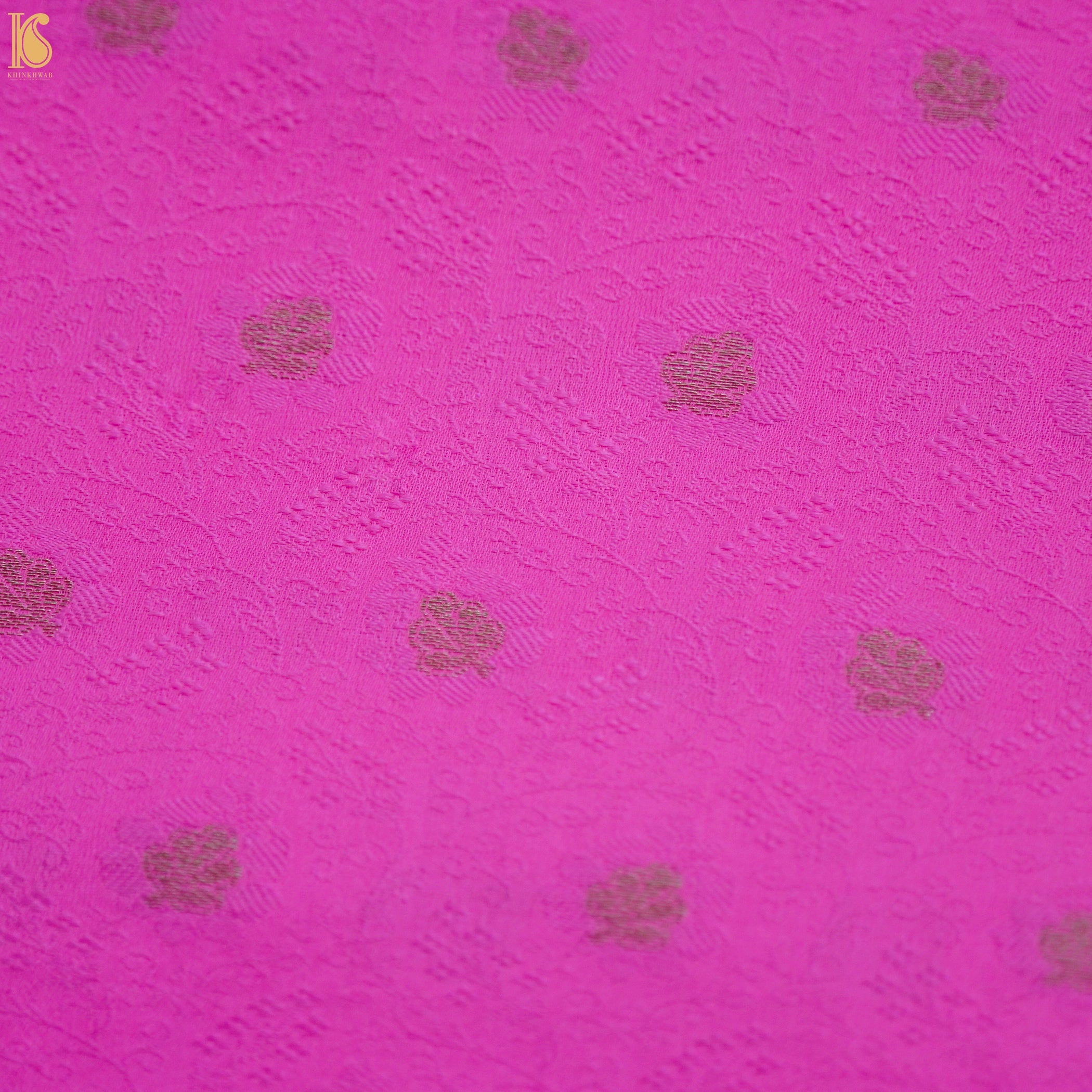Pink Pure Banarasi Silk Handwoven Tanchui Kurta Fabric - Khinkhwab