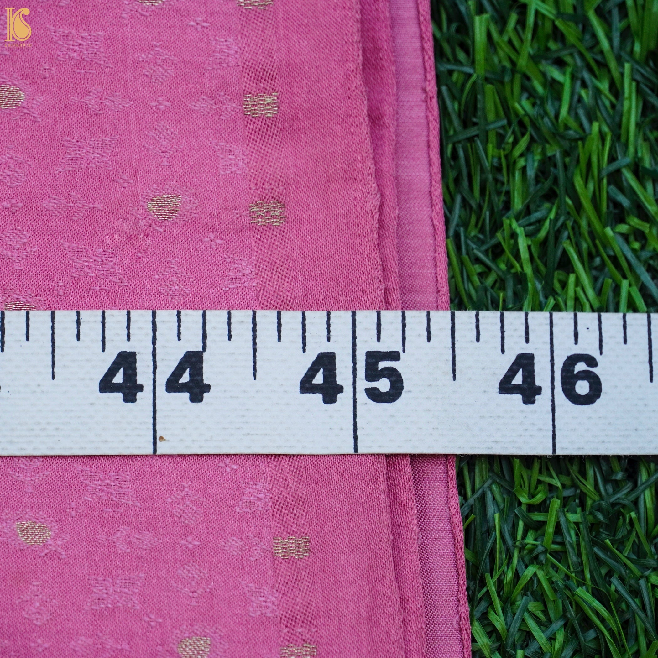 Pale Pink Pure Banarasi Silk Handwoven Tanchui Kurta Fabric - Khinkhwab