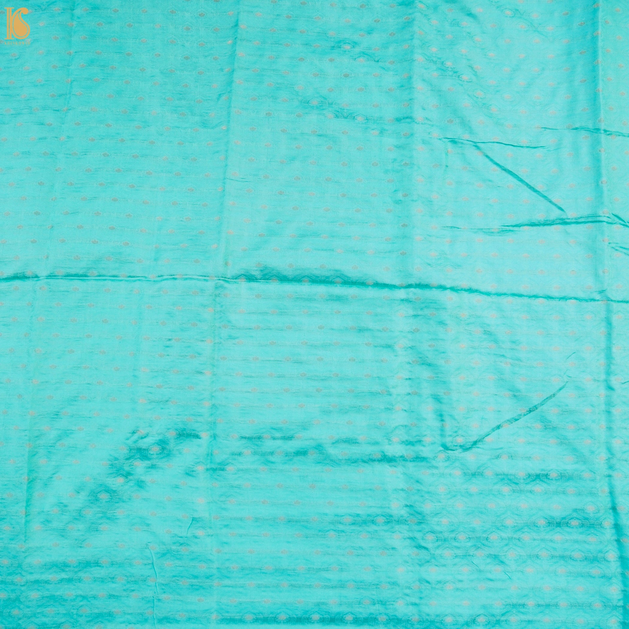 Turquoise Blue Pure Banarasi Silk Handwoven Tanchui Kurta Fabric - Khinkhwab