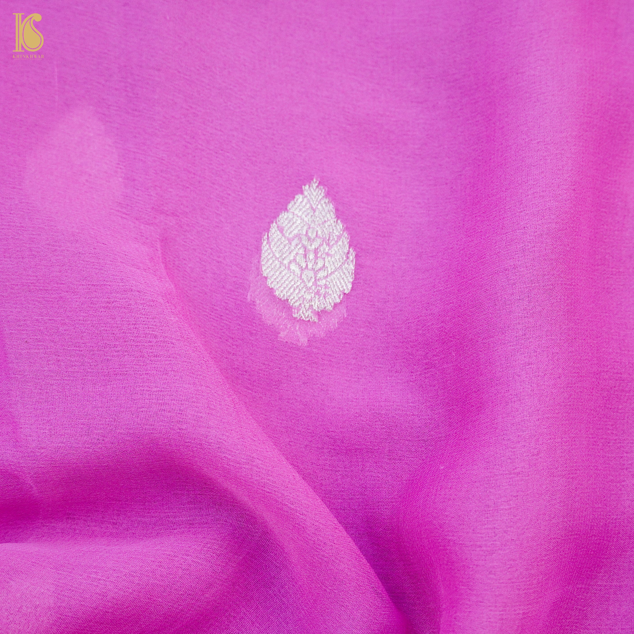 Pale Magenta Pure Georgette Handloom Banarasi Saree - Khinkhwab