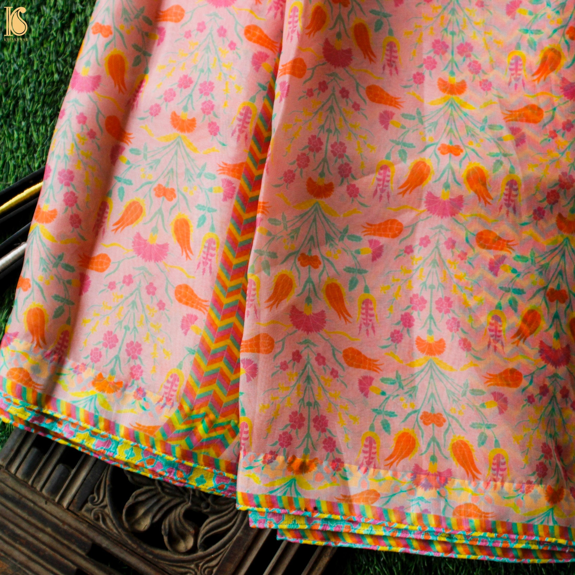 Lale - Beauty Bush Pink Pure Organza Print Saree - Khinkhwab