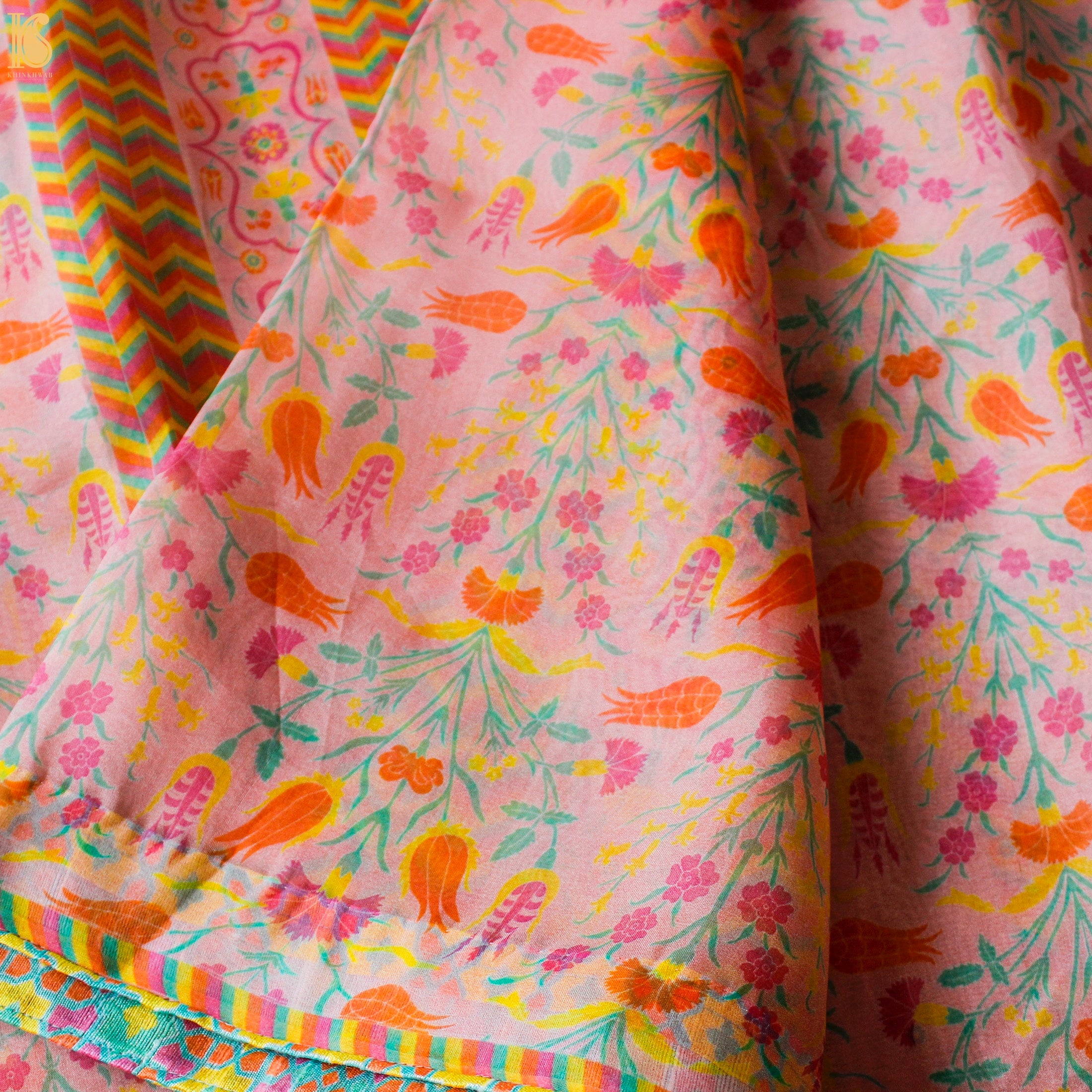 Lale - Beauty Bush Pink Pure Organza Print Saree - Khinkhwab