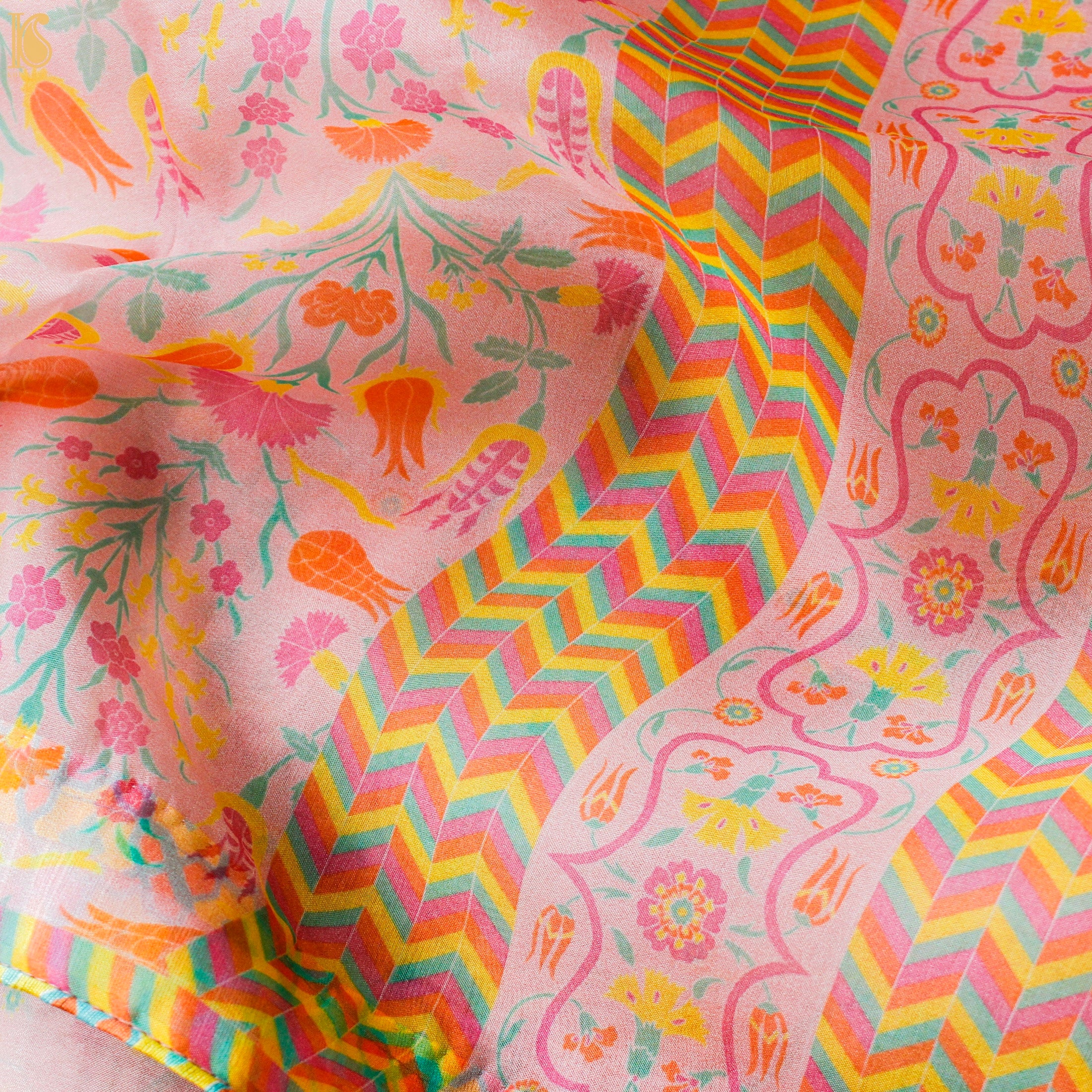 Lale - Beauty Bush Pink Pure Organza Print Saree - Khinkhwab