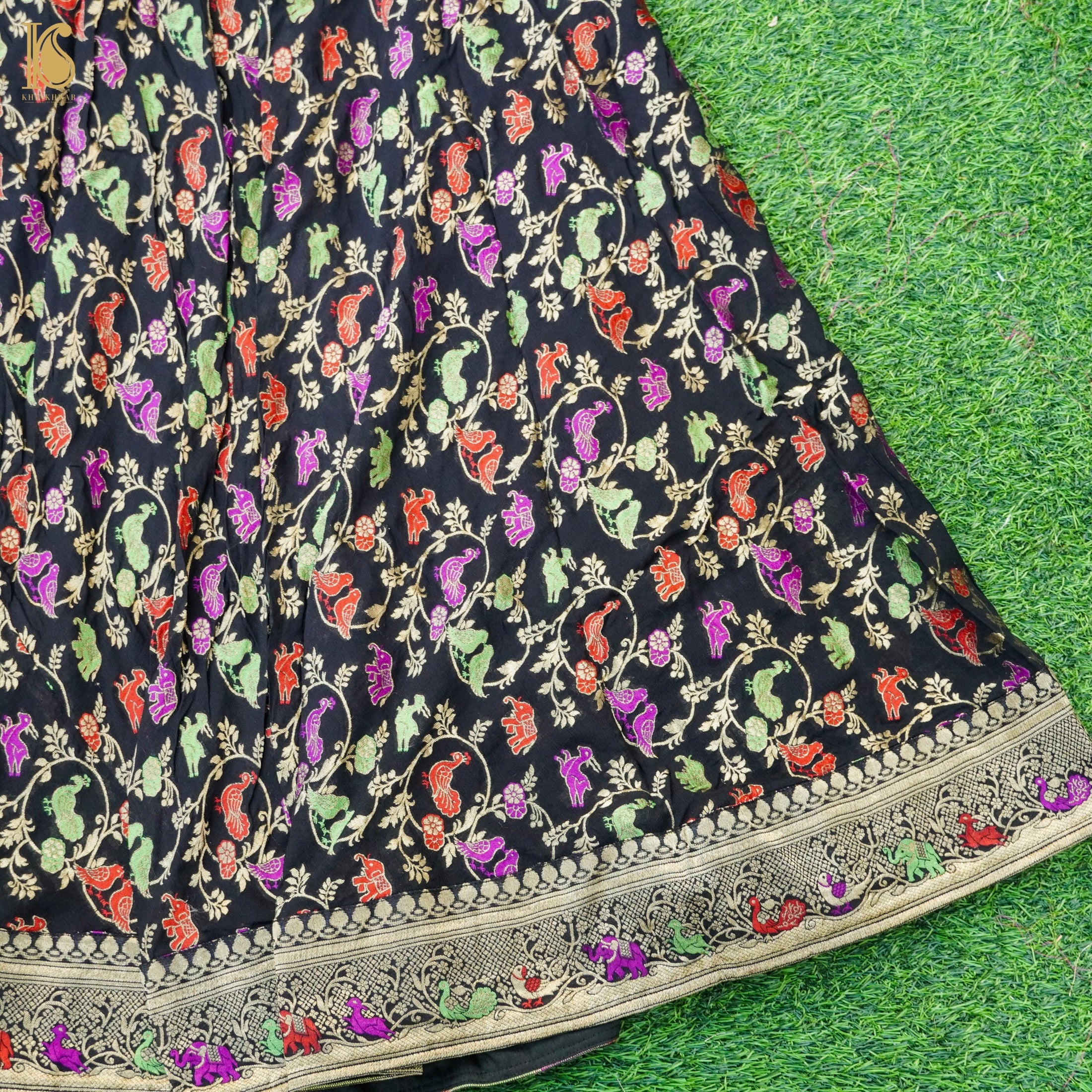 Black Georgette Shikargah Banarasi Shikargah Stitched Lehenga Set - Khinkhwab