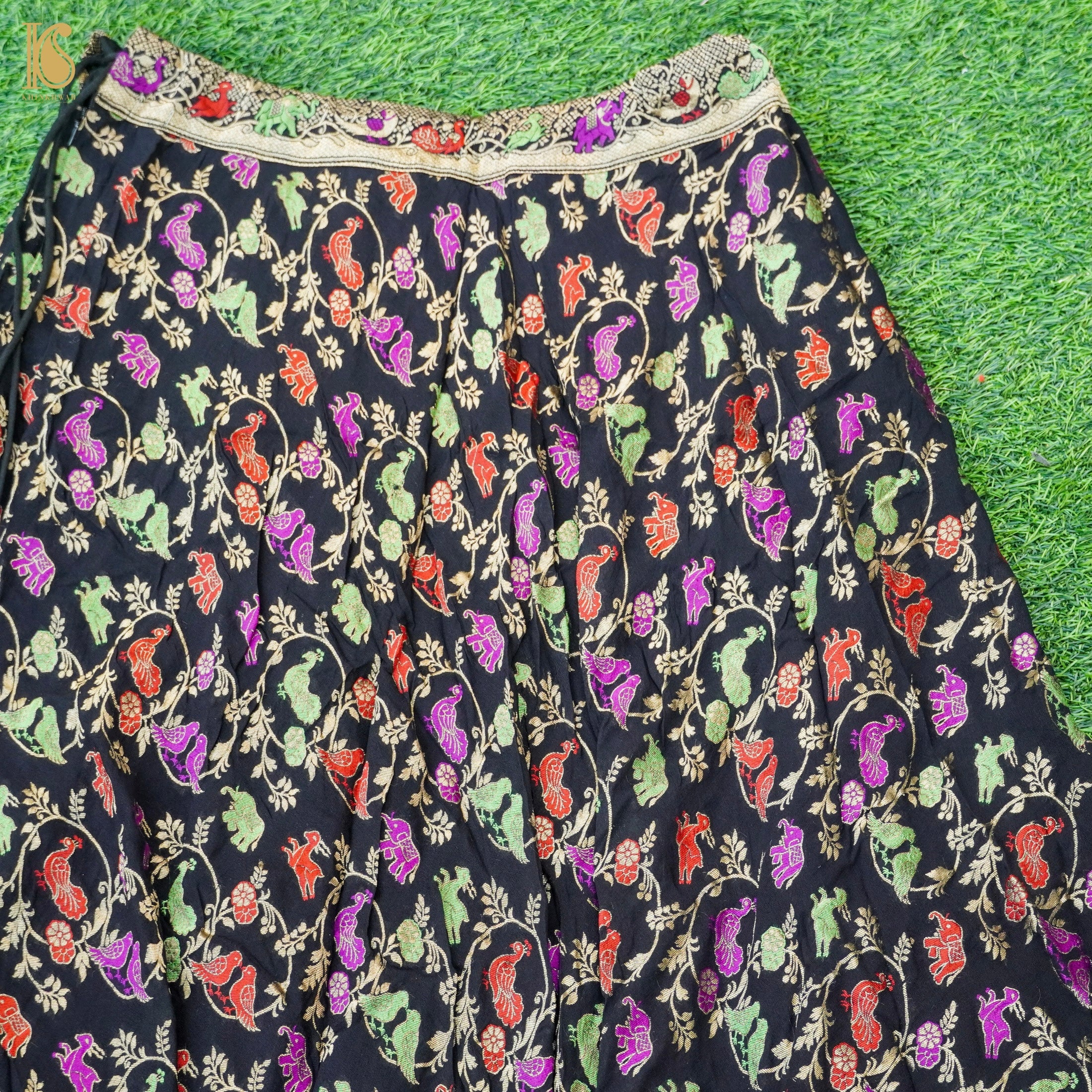 Black Georgette Shikargah Banarasi Shikargah Stitched Lehenga Set - Khinkhwab