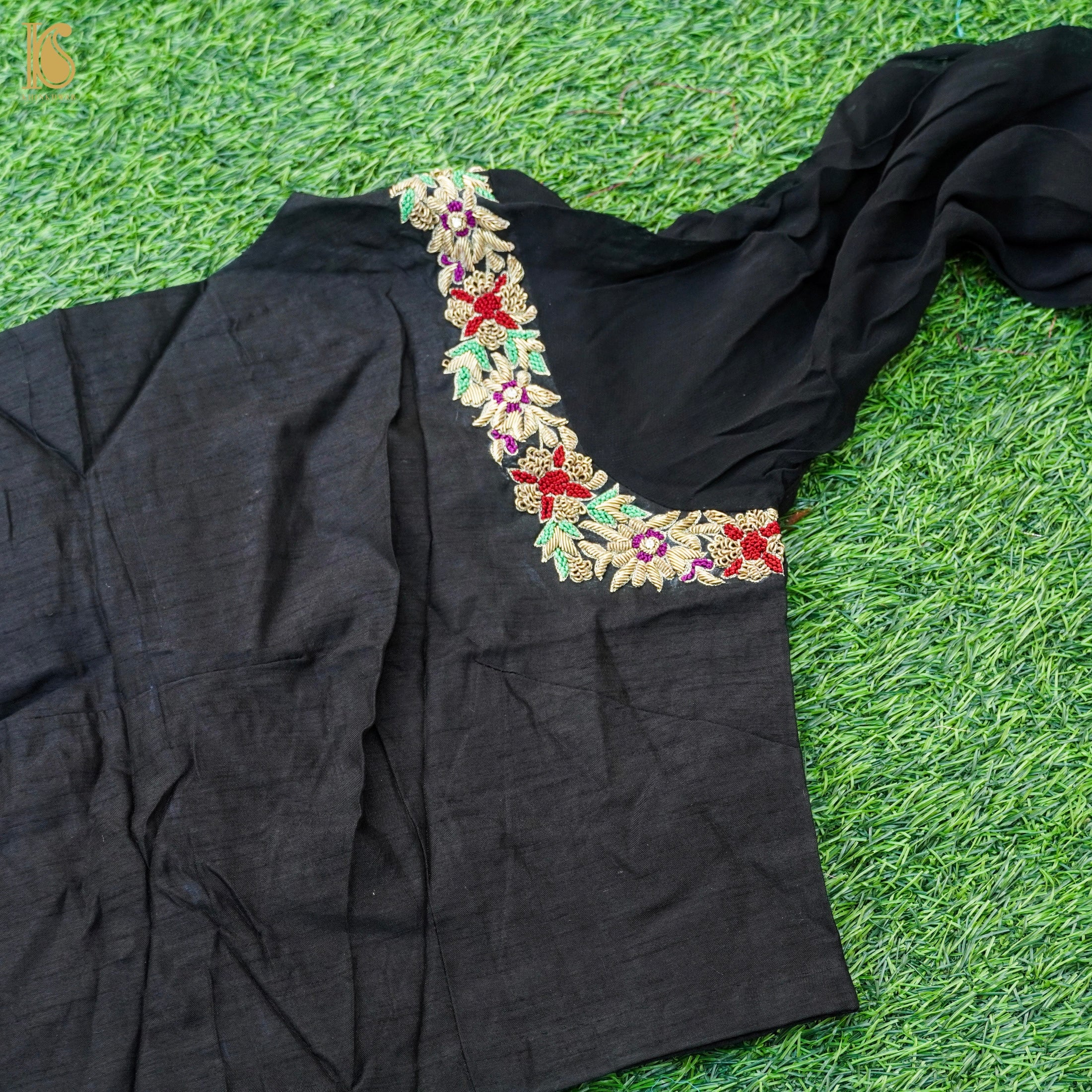 Black Georgette Shikargah Banarasi Shikargah Stitched Lehenga Set - Khinkhwab