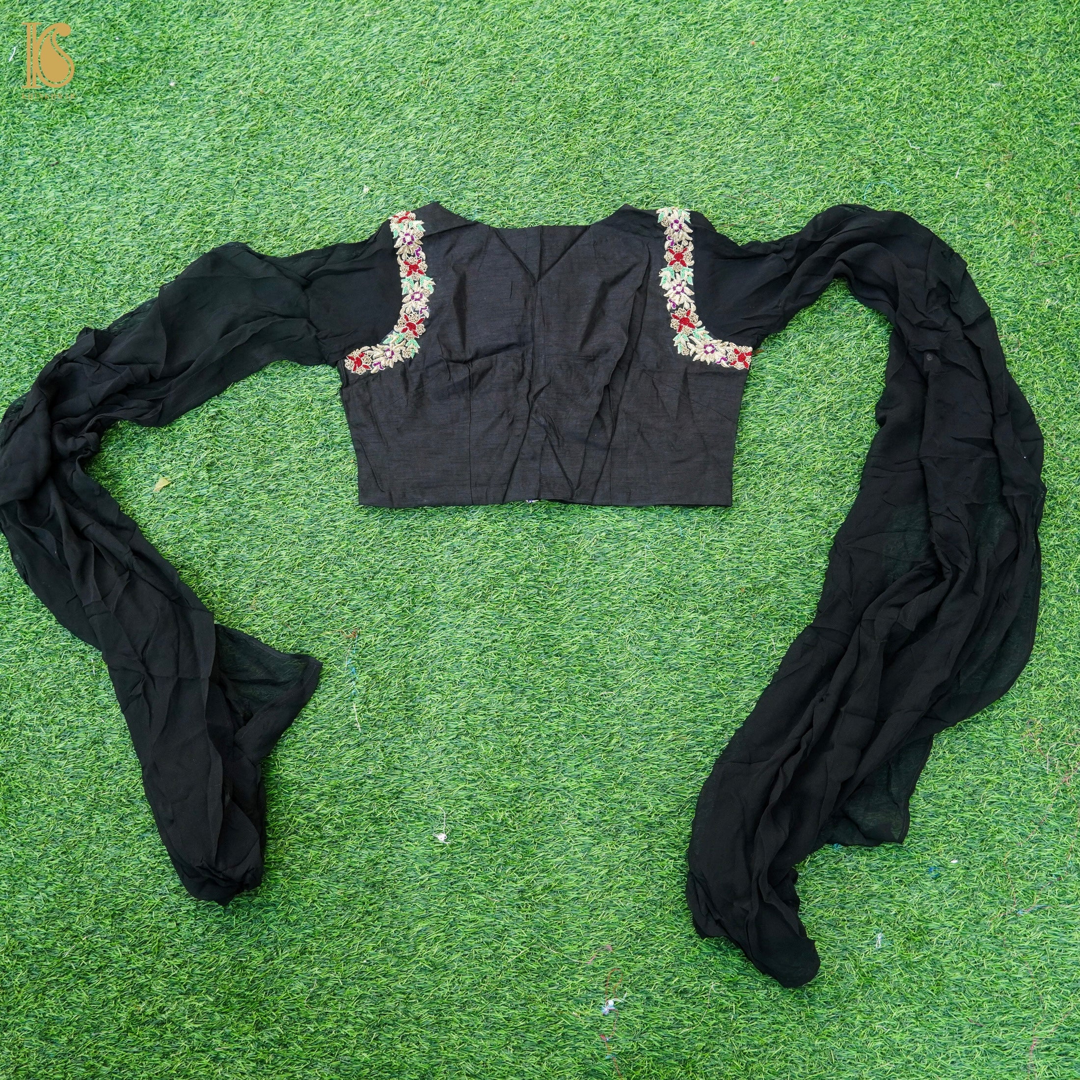 Black Georgette Shikargah Banarasi Shikargah Stitched Lehenga Set - Khinkhwab