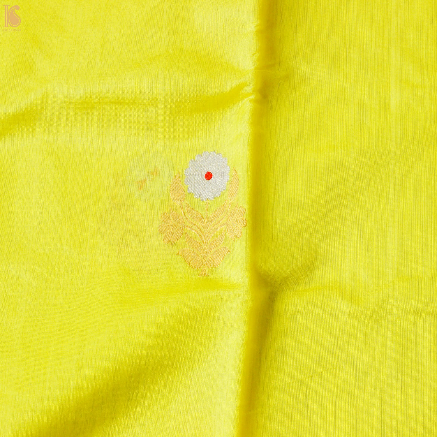 Golden Fizz Yellow Pure Handwoven Chanderi Eknaliya Meena Saree - Khinkhwab