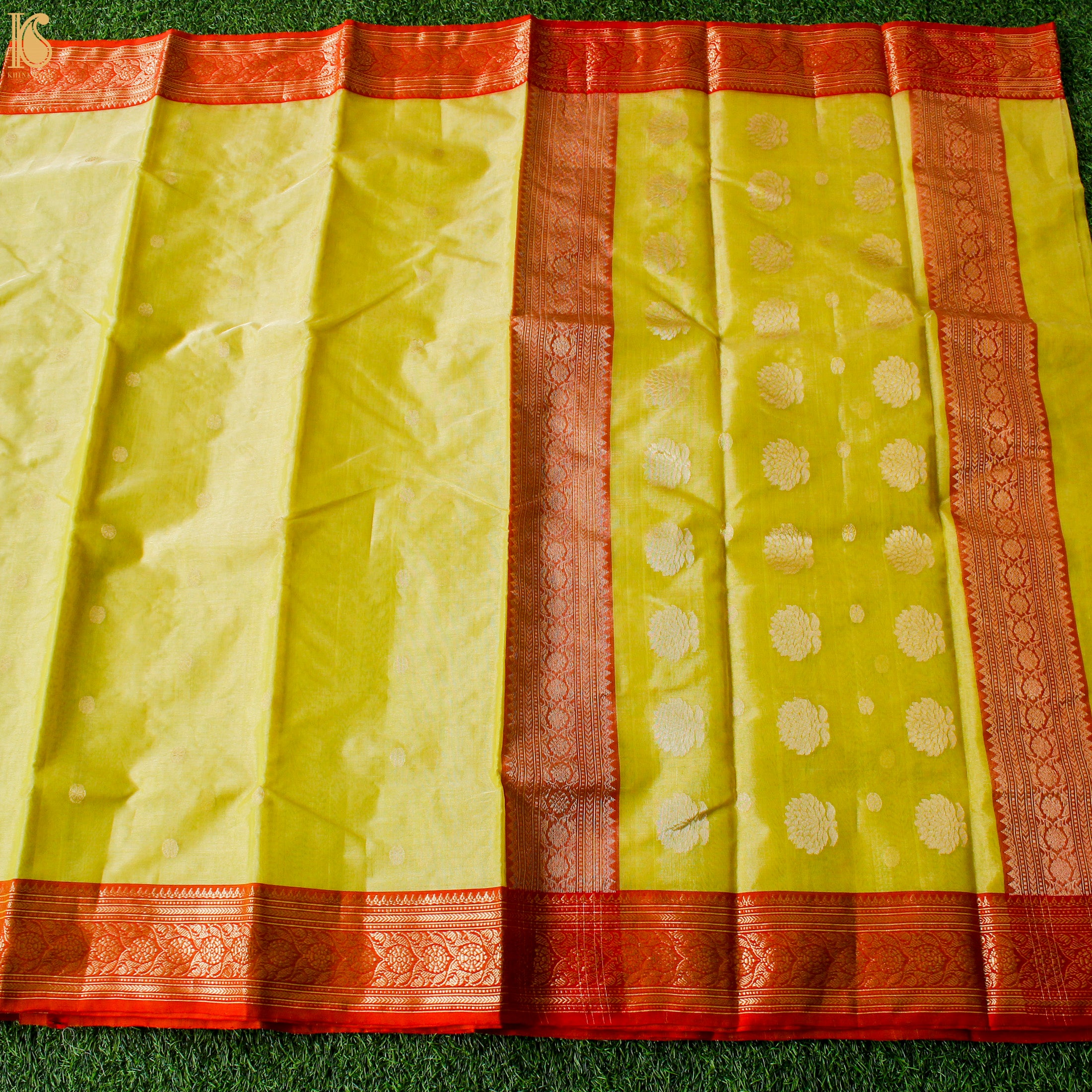 Wild Rice Yellow Pure Tissue Silk Handwoven Chanderi Saree - Khinkhwab
