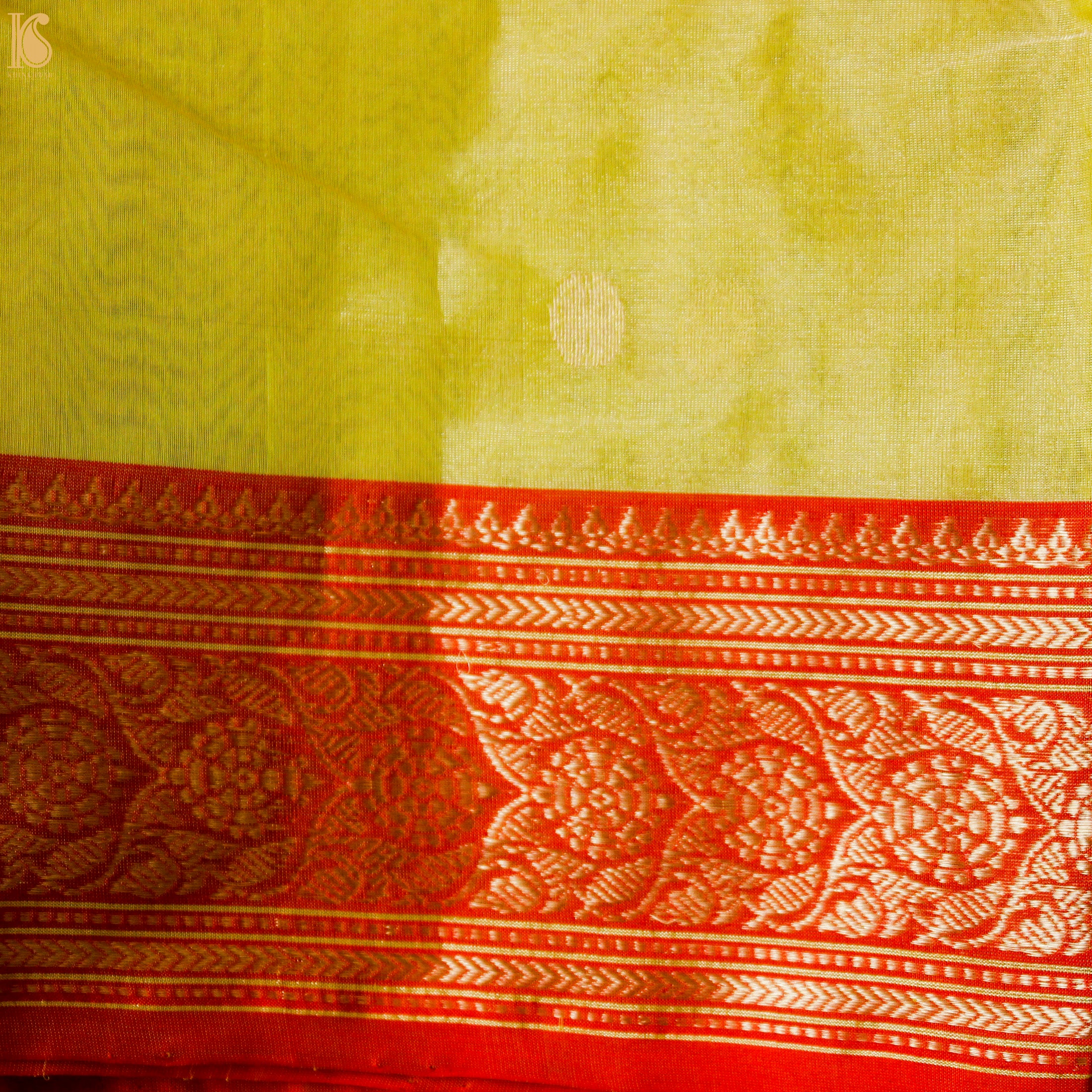 Wild Rice Yellow Pure Tissue Silk Handwoven Chanderi Saree - Khinkhwab