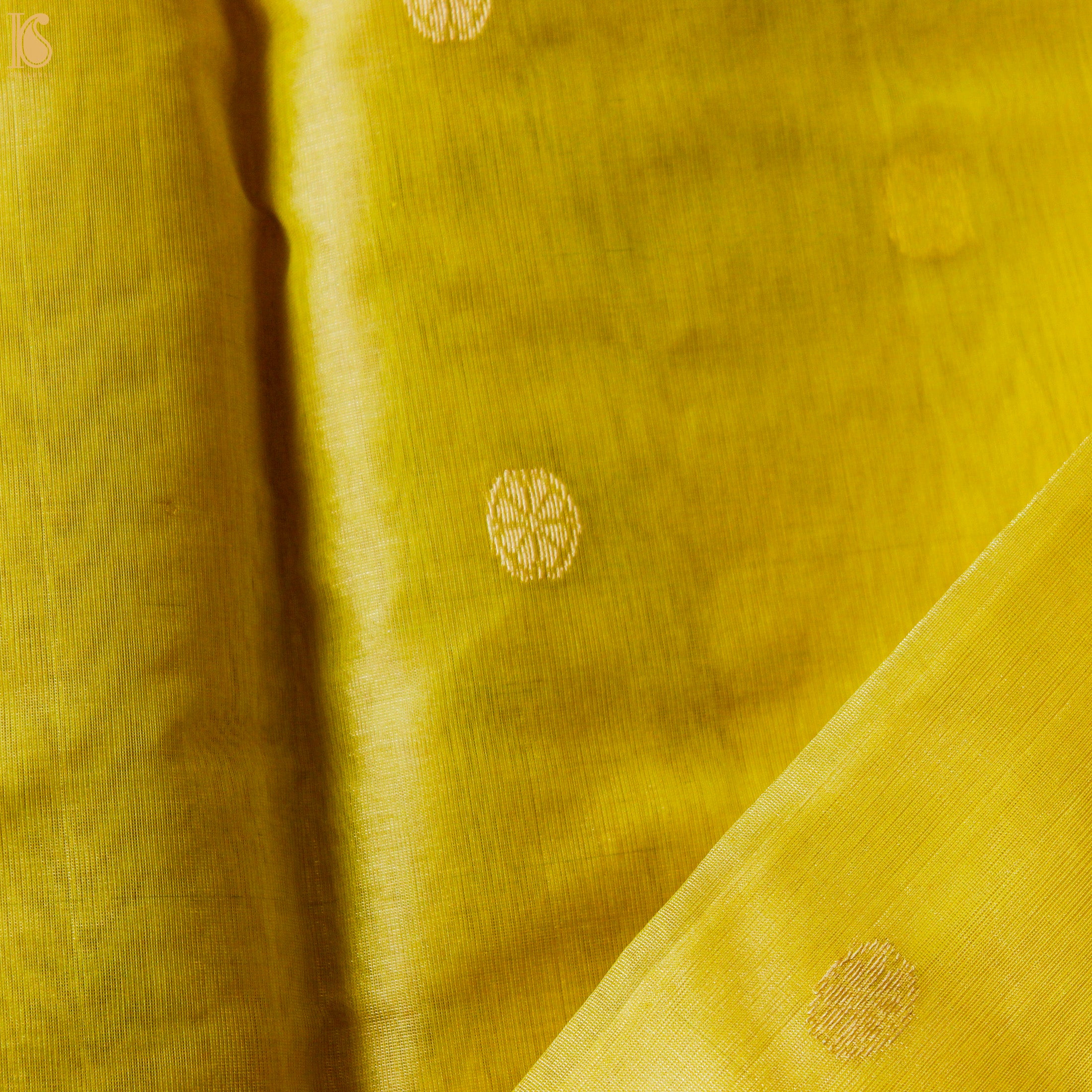 Wild Rice Yellow Pure Tissue Silk Handwoven Chanderi Saree - Khinkhwab