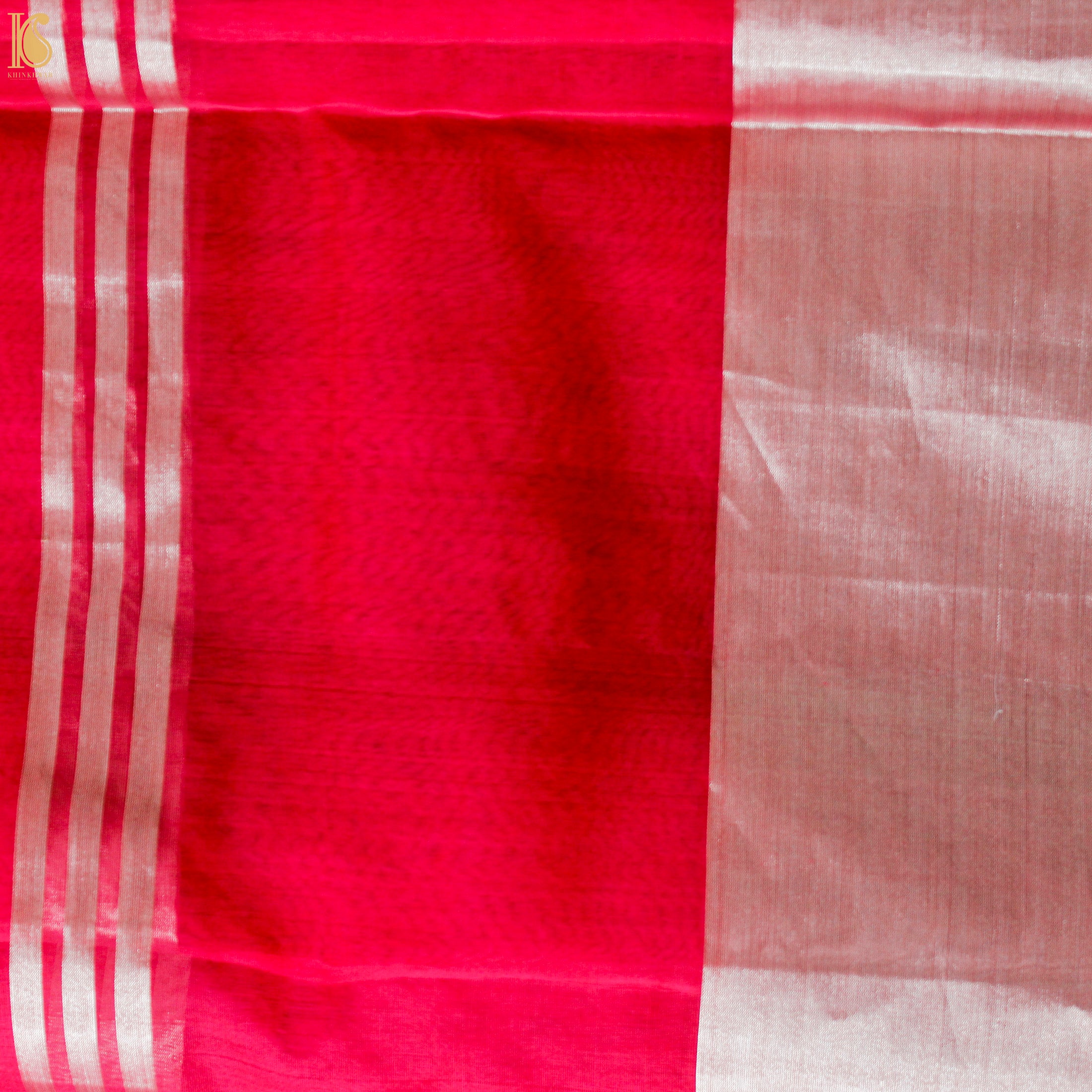 Pink Pure Silk Handwoven Chanderi Stripes Saree - Khinkhwab