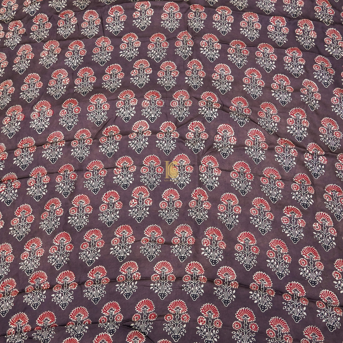 Finn Brown Hand Block Ajrakh Modal Silk Fabric - Khinkhwab