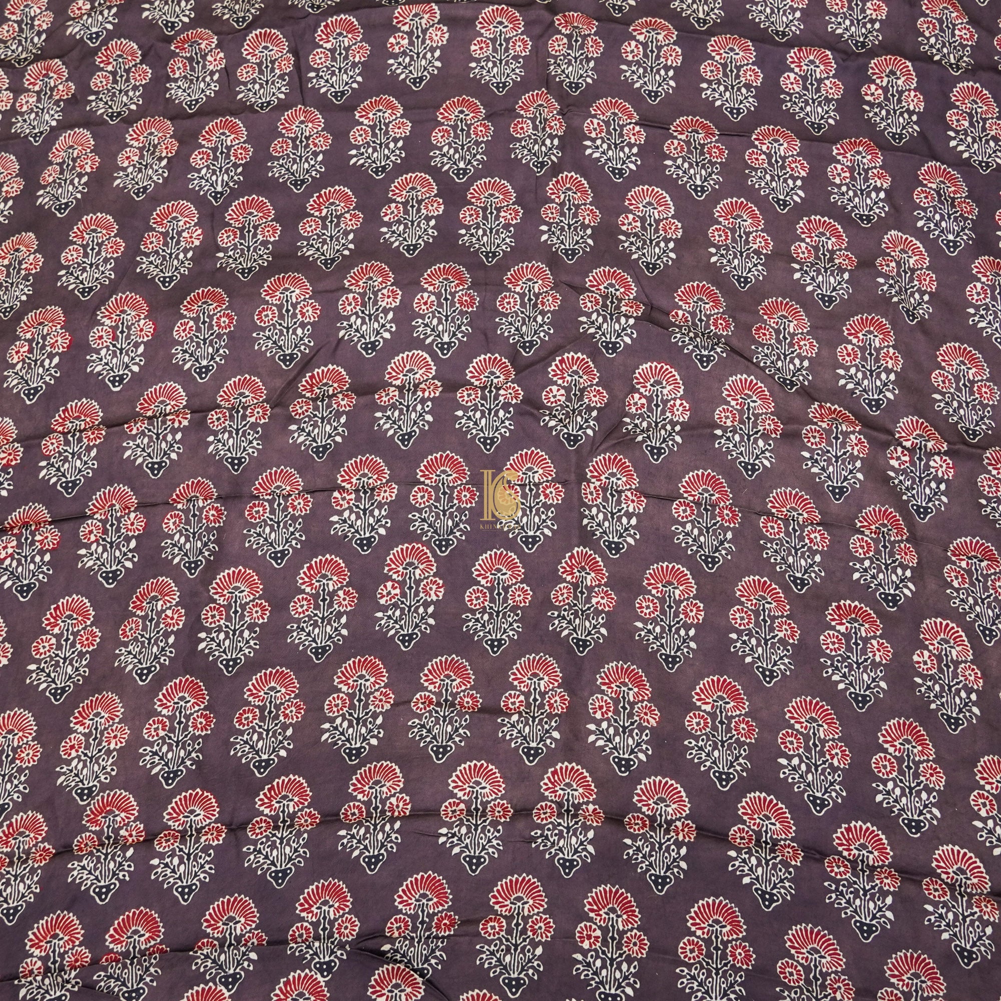 Finn Brown Hand Block Ajrakh Modal Silk Fabric - Khinkhwab