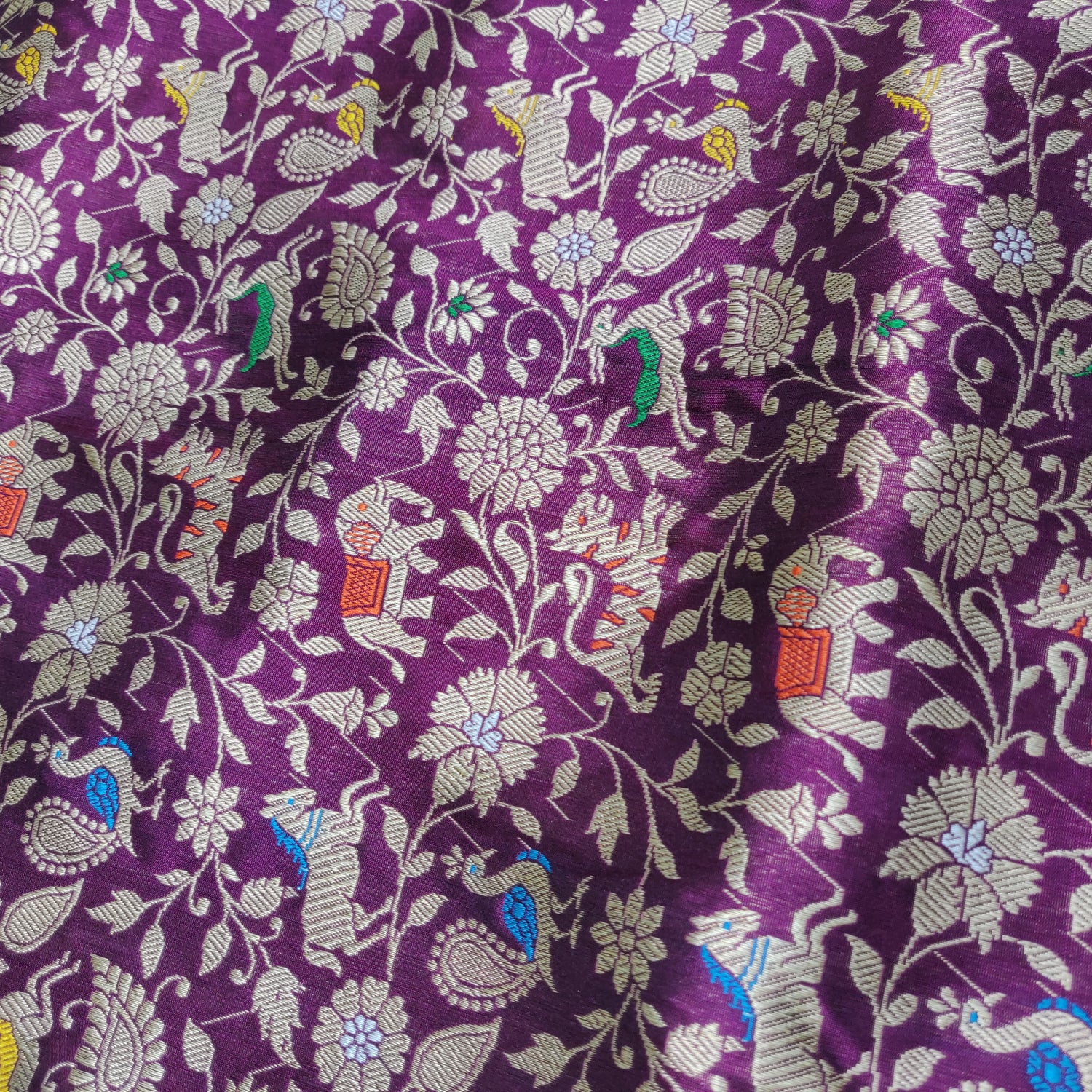Handloom Katan Silk Banarasi Shikargah Saree - Khinkhwab