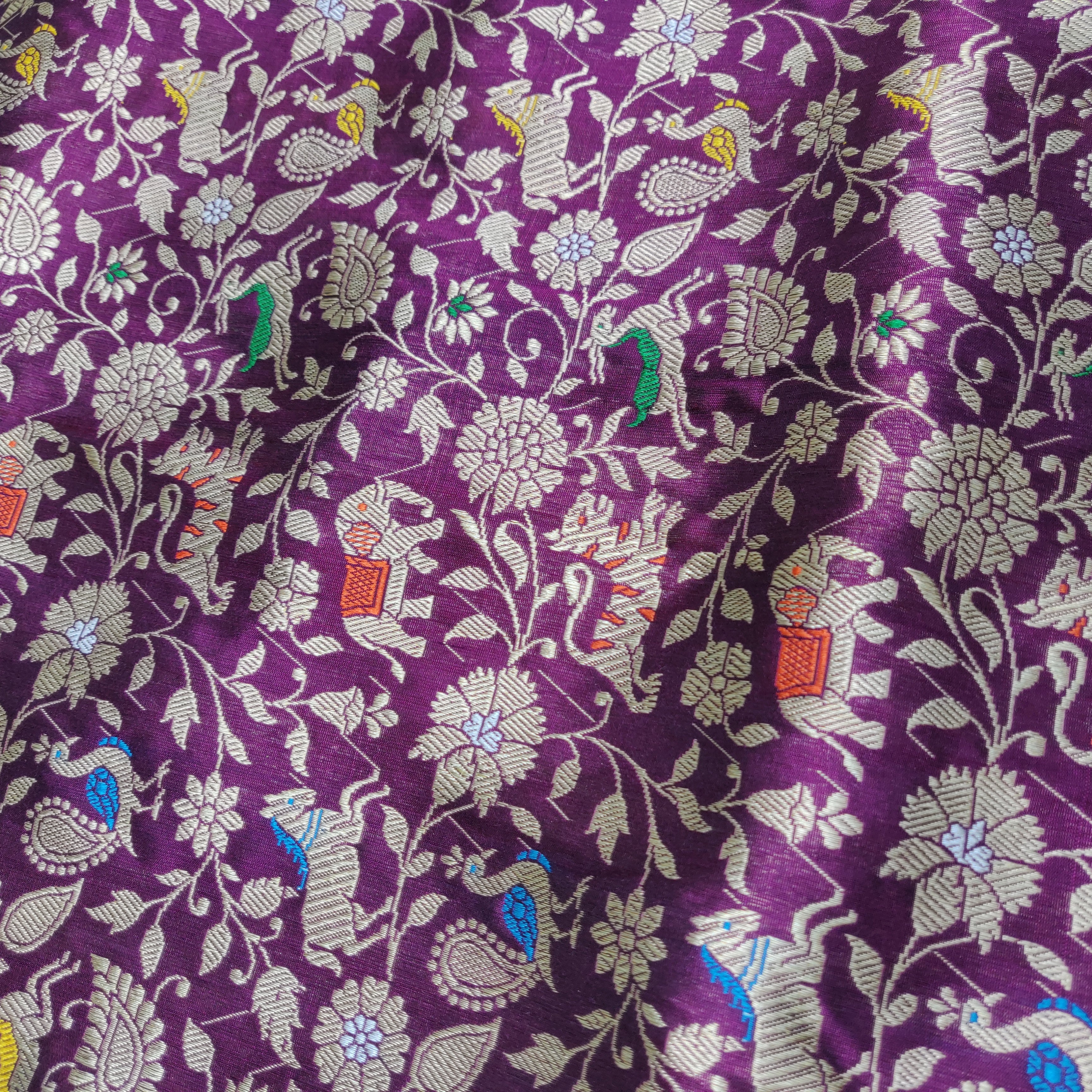 Handloom Katan Silk Banarasi Shikargah Saree - Khinkhwab