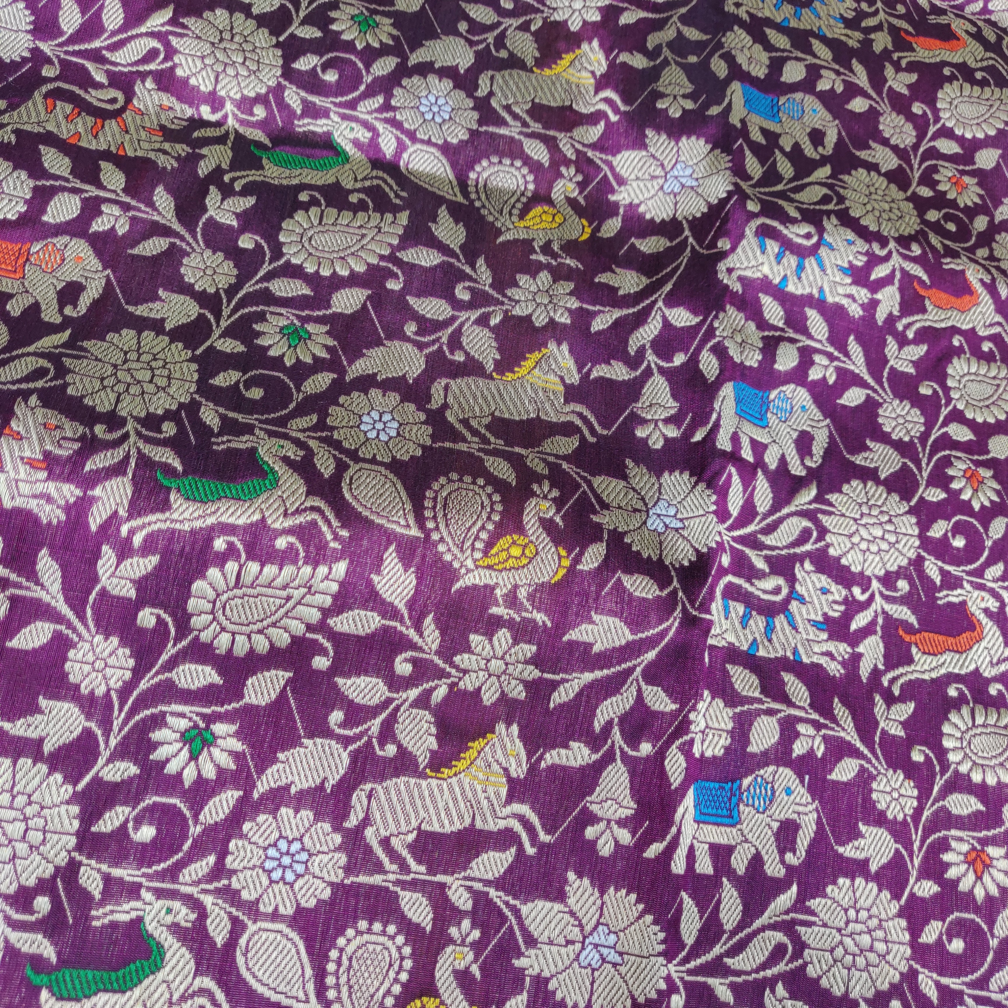 Handloom Katan Silk Banarasi Shikargah Saree - Khinkhwab