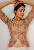 Brown Pure Moonga Silk Patola Print Stitched Jacket Blouse - Khinkhwab