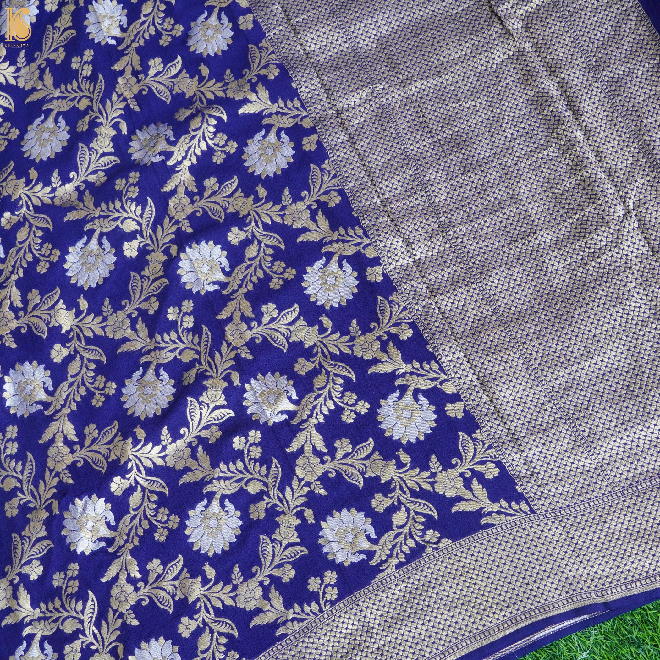 Pure Georgette Handloom Banarasi Marigold Saree - Khinkhwab