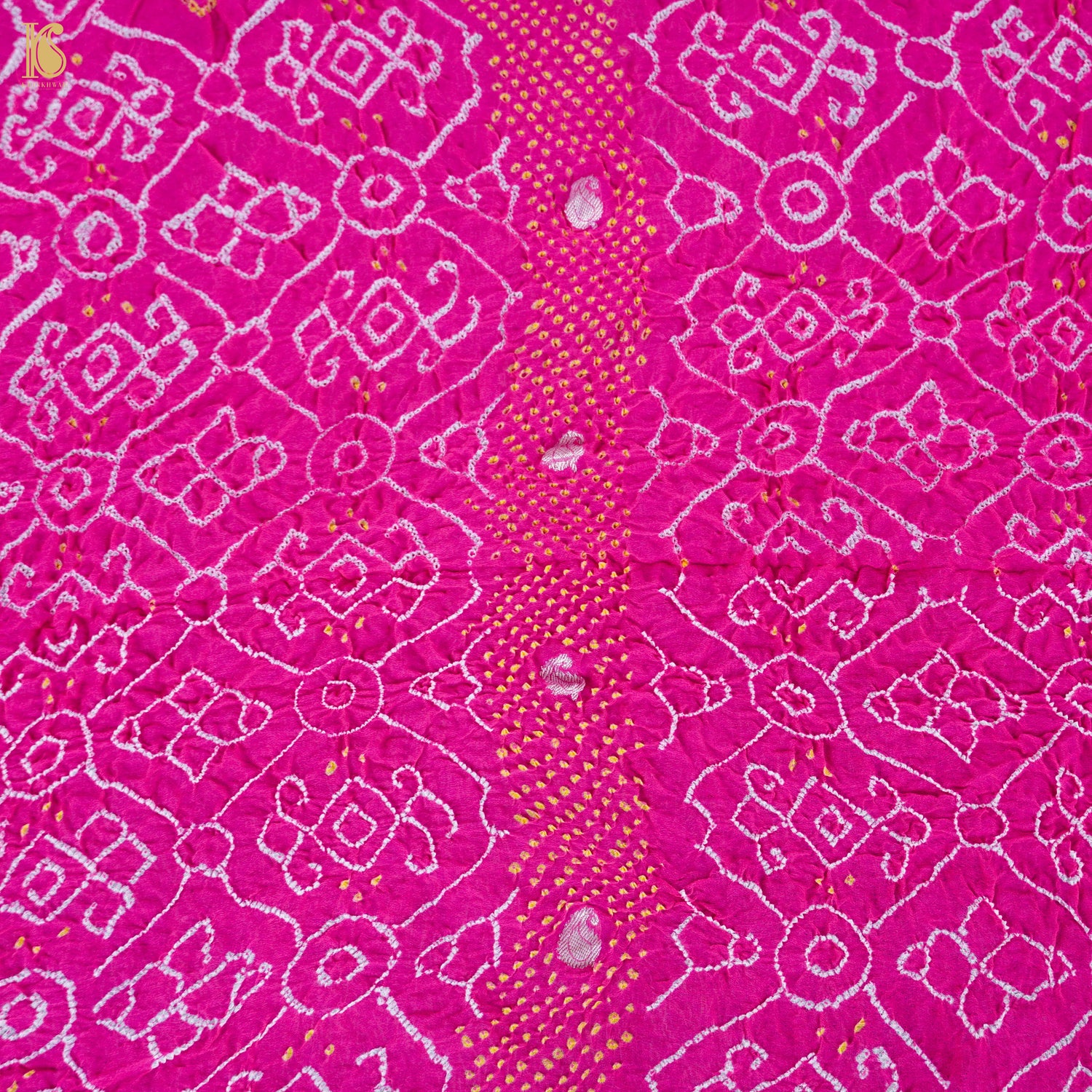 Pink Georgette Banarasi Handloom Baarik Bandhani Dupatta - Khinkhwab