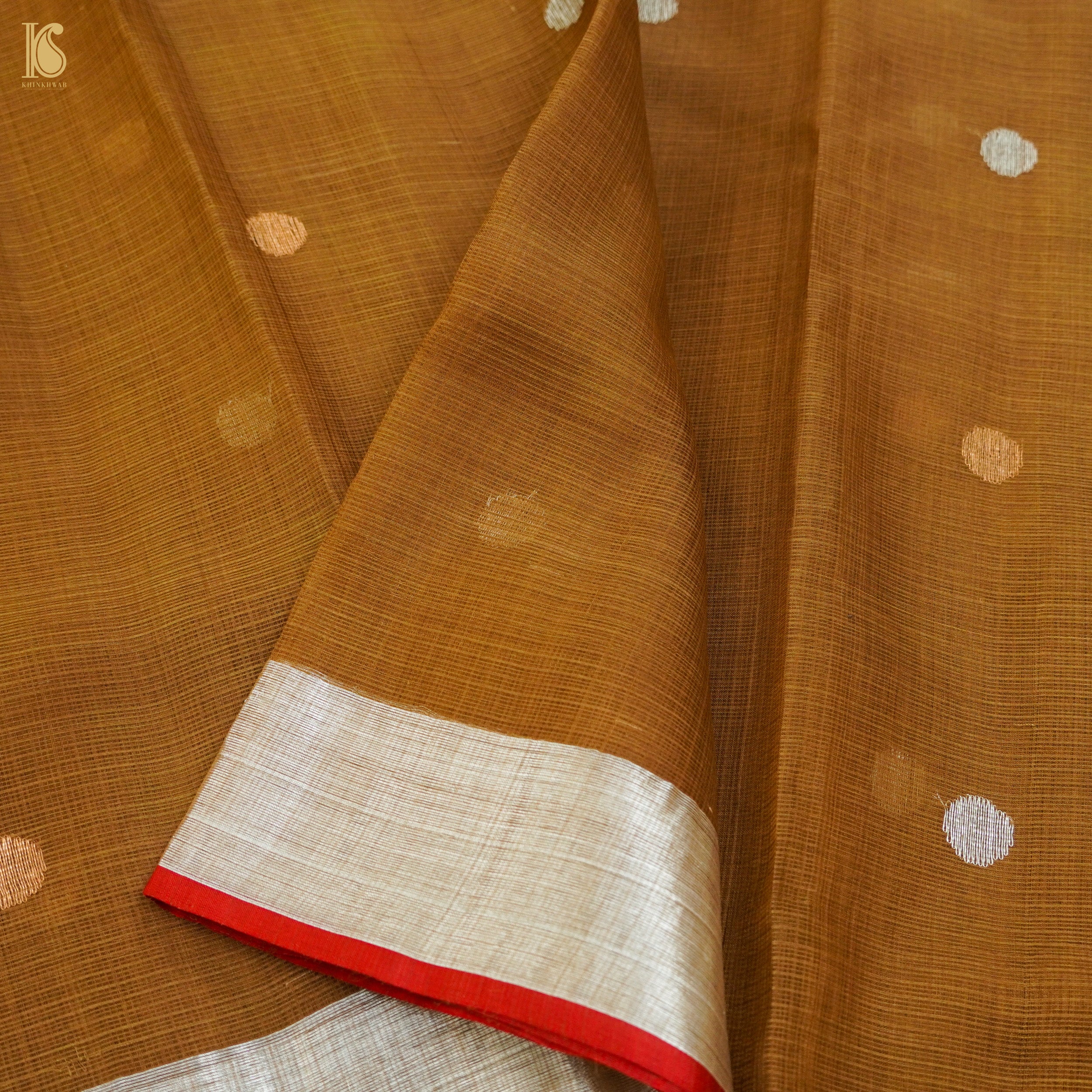 Handwoven Brown Real Zari Kota Silk Saree - Khinkhwab