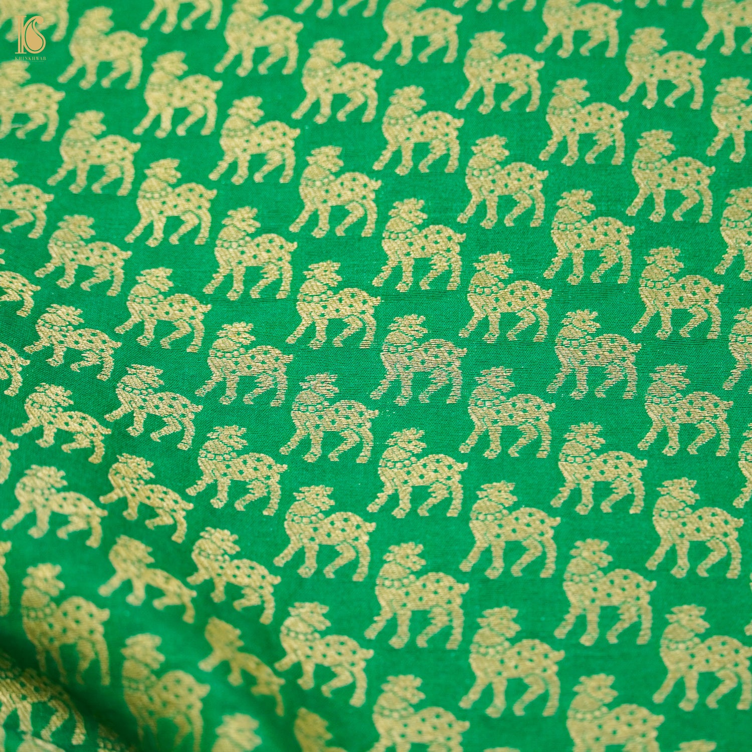 Jade Green Banarasi Semi Silk Fabric - Khinkhwab
