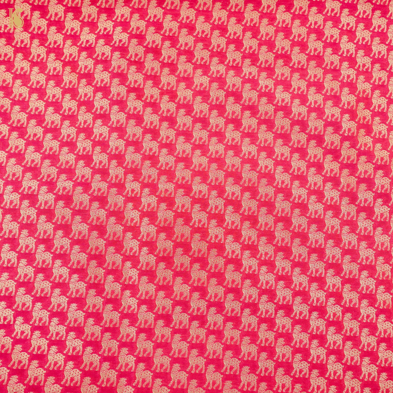 Radical Red Banarasi Semi Silk Fabric - Khinkhwab