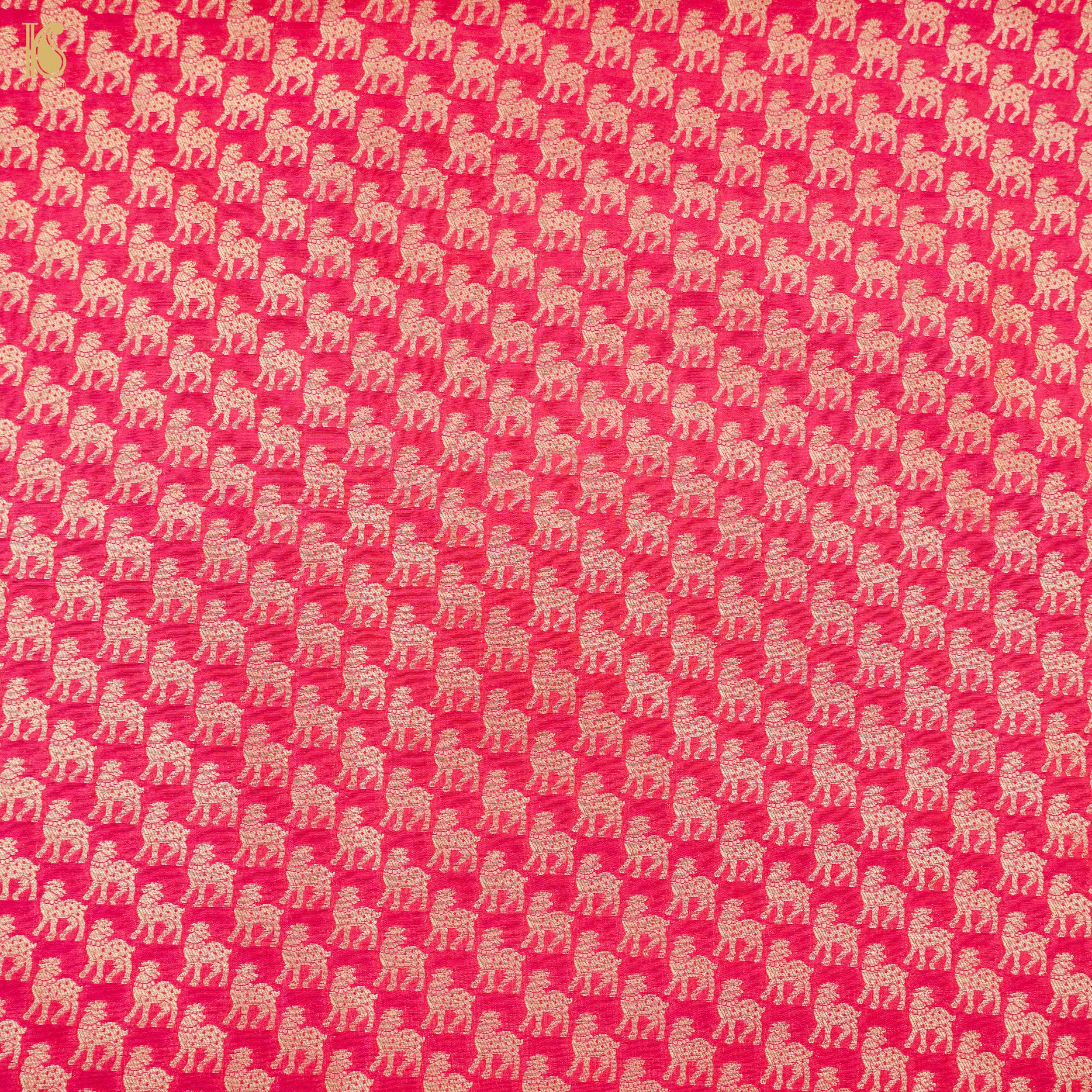 Radical Red Banarasi Semi Silk Fabric - Khinkhwab