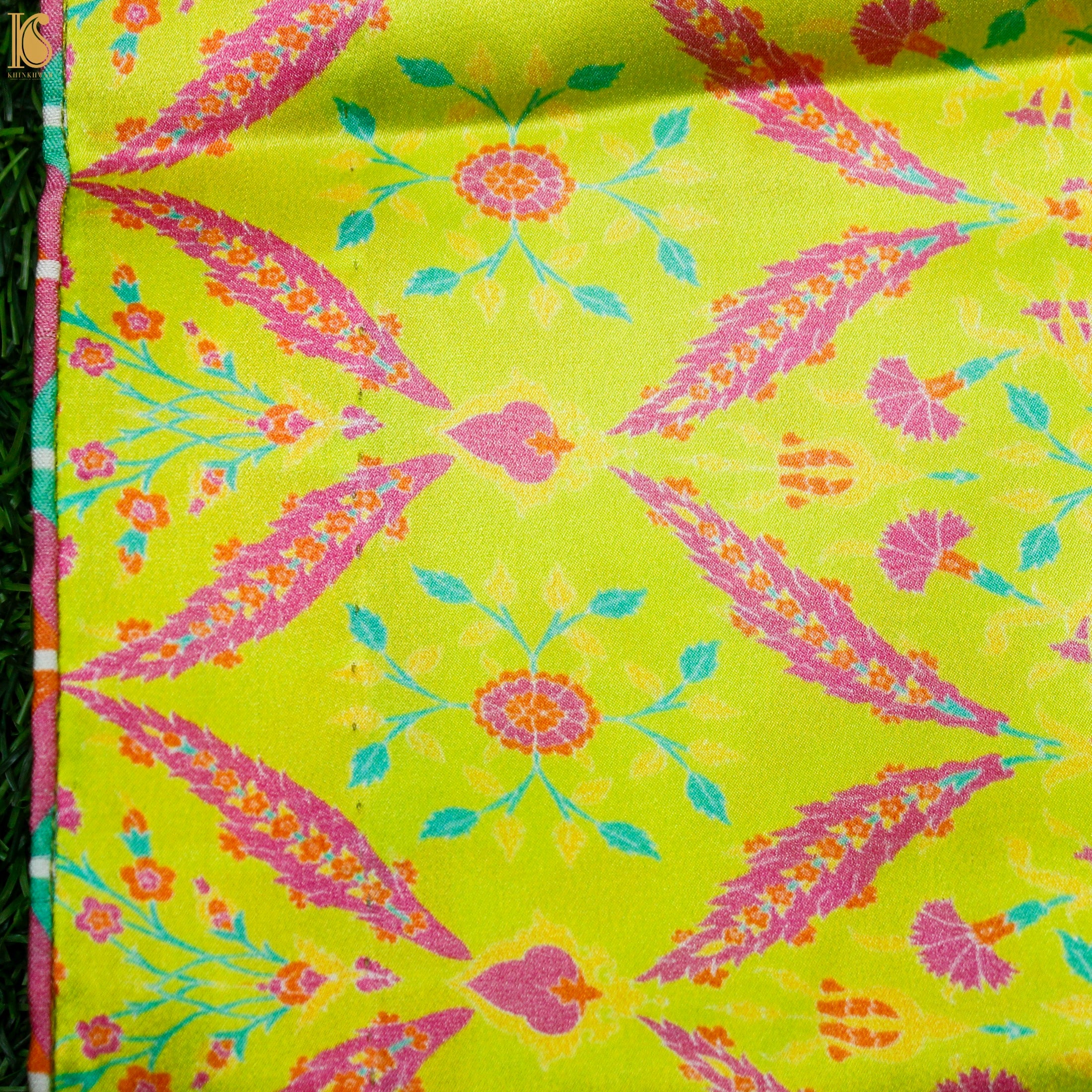 Lale - Rio Grande Green Pure Georgette Silk Print Saree - Khinkhwab