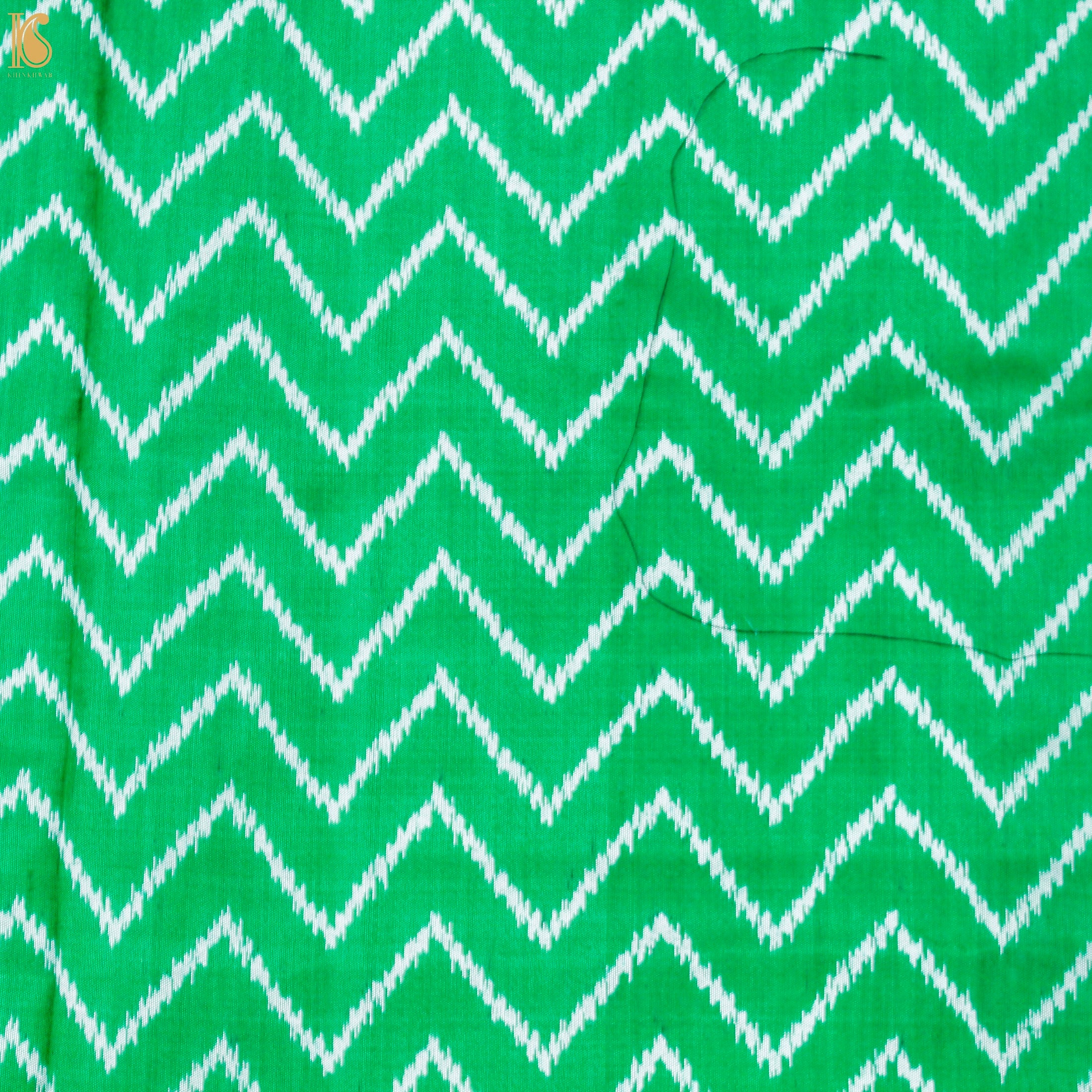 Green Pure Silk Handloom Single Ikkat Semi Patan Patola Saree - Khinkhwab